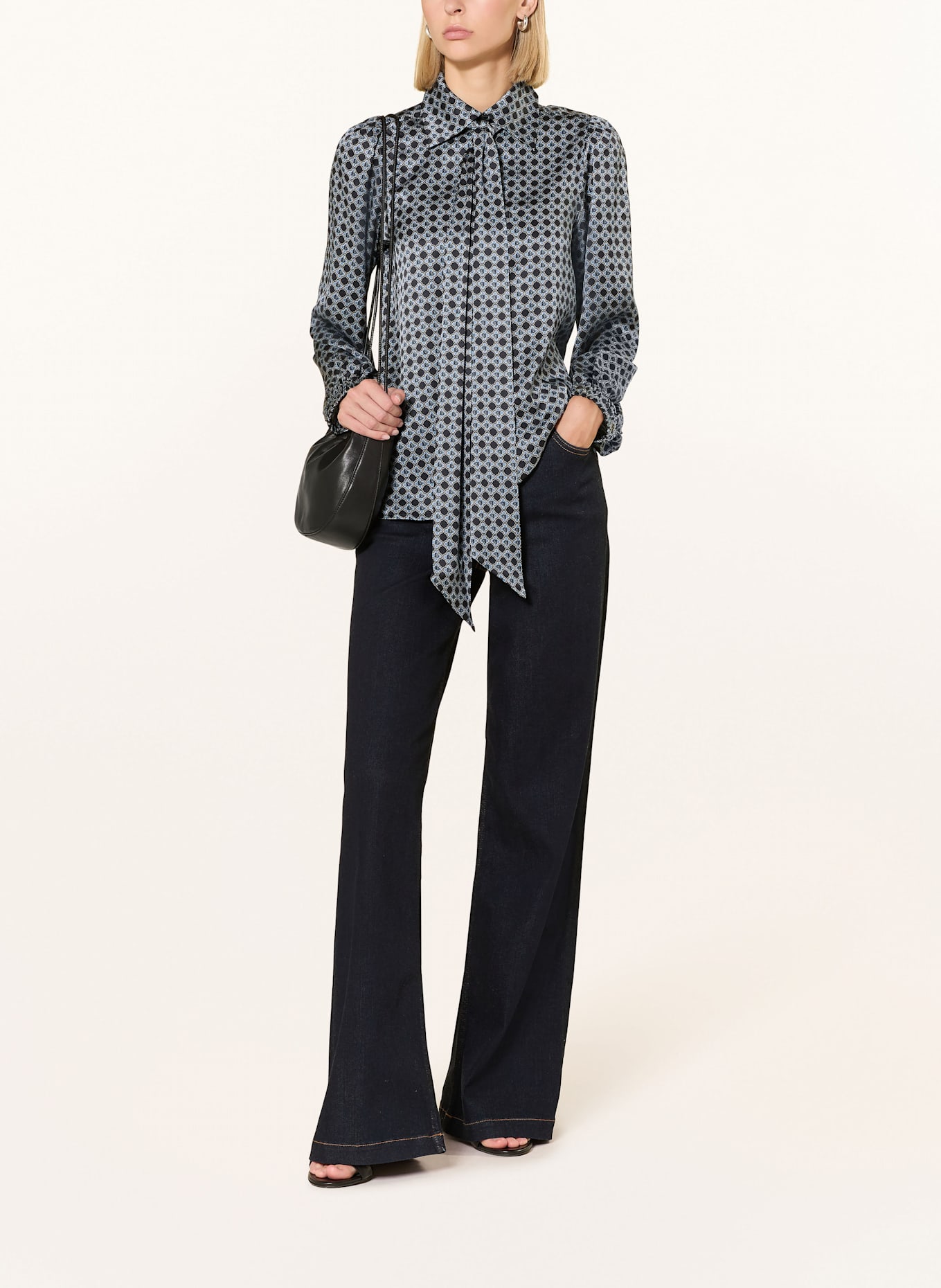 dea kudibal Blusenshirt KIKKIDEA aus Seide mit abnehmbarer Schluppe: DUNKELBLAU / HELLBLAU