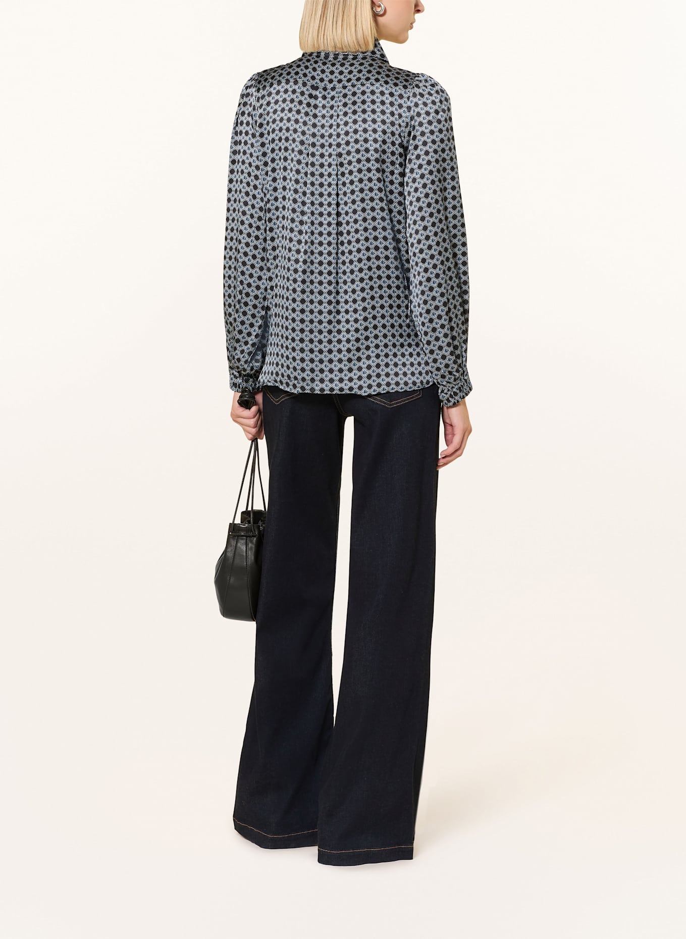 dea kudibal Blusenshirt KIKKIDEA aus Seide mit abnehmbarer Schluppe: DUNKELBLAU / HELLBLAU