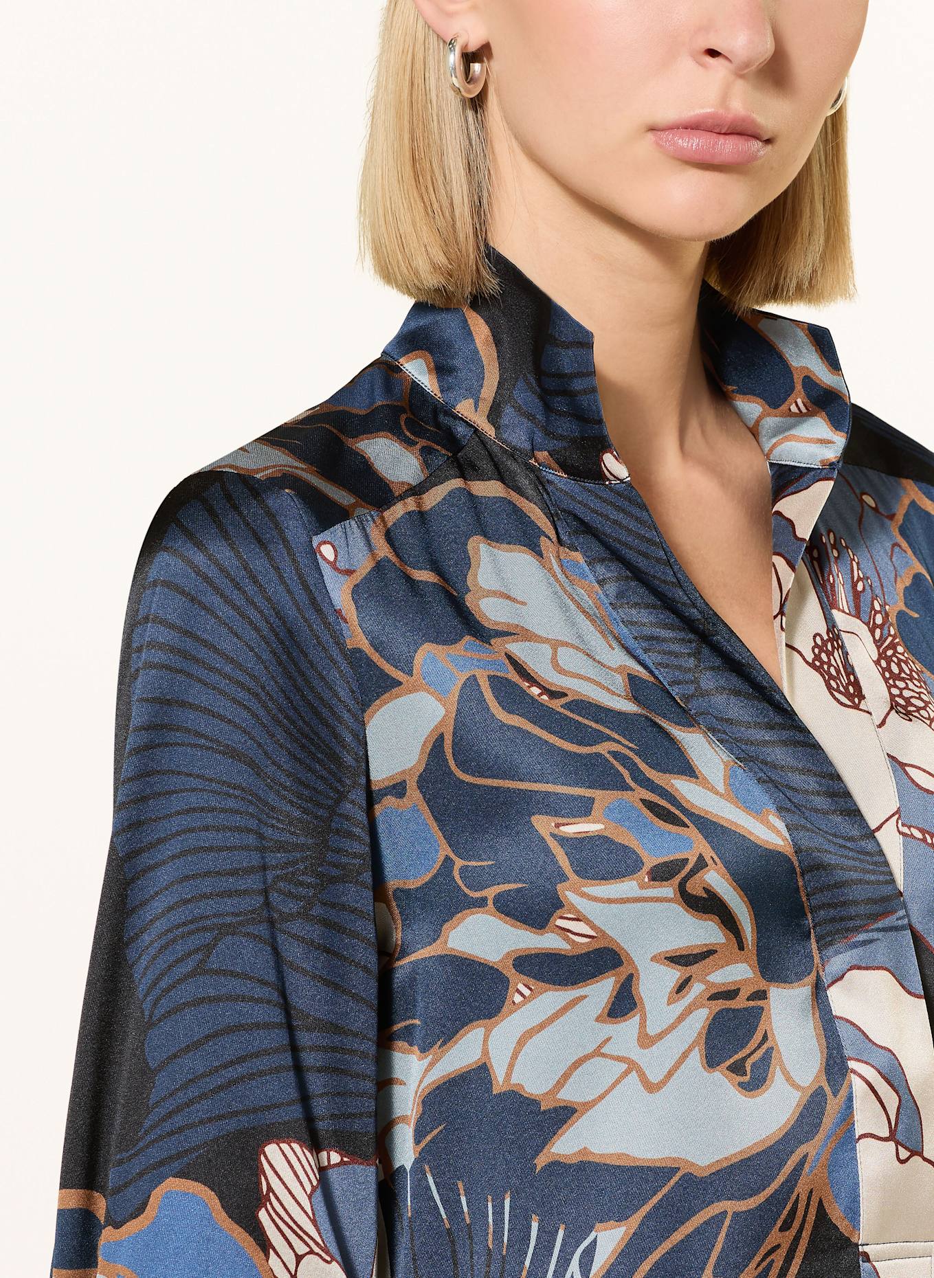 dea kudibal Seidenkleid KAMILLESDEA mit 3/4-Arm: DUNKELBLAU / BLAU / COGNAC