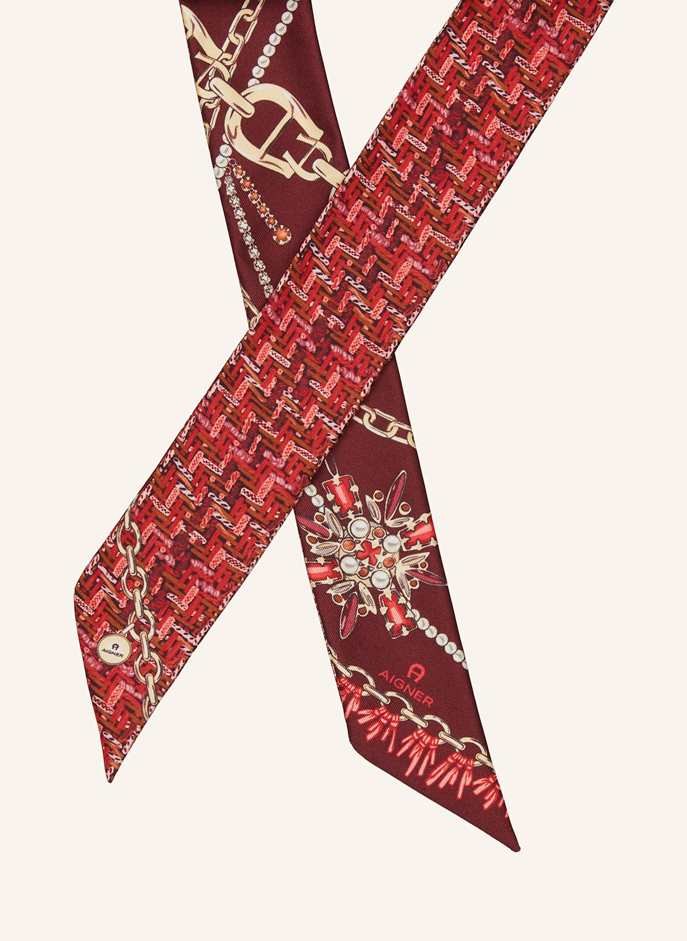 AIGNER Seidenschal SEASONAL: DUNKELROT / ROT / ECRU