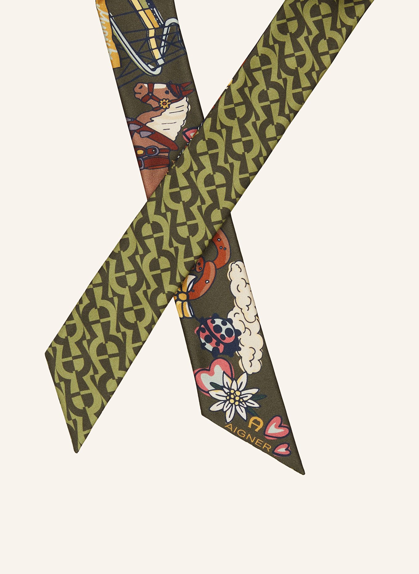 AIGNER Seidenschal SEASONAL: OLIV / HELLGRÜN / ROSA