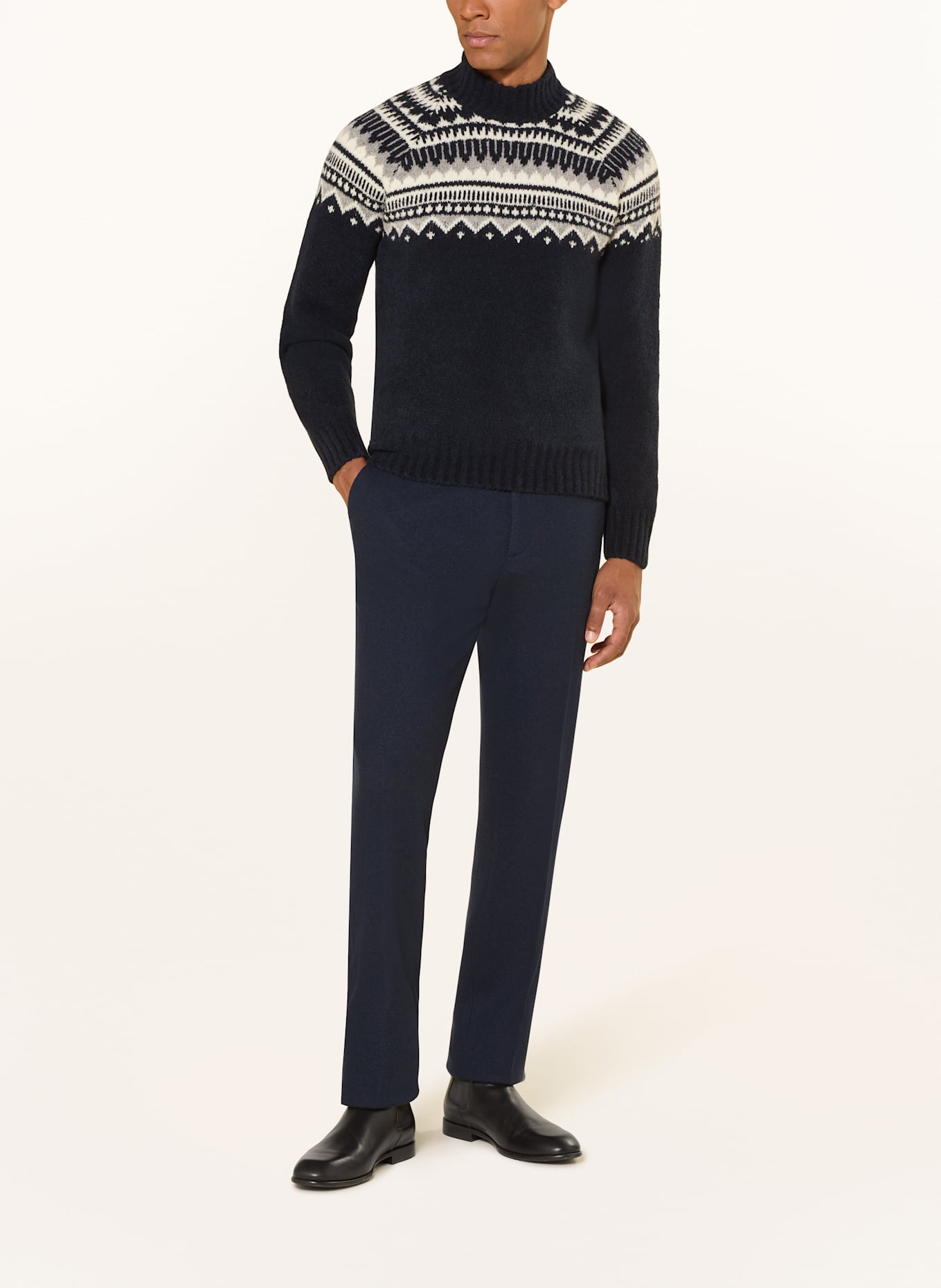 GRAN SASSO Sweater: DARK BLUE / ECRU