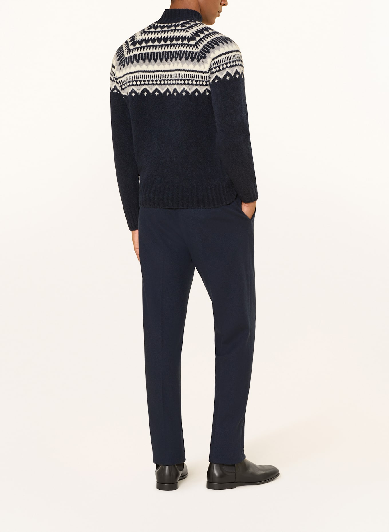 GRAN SASSO Sweater: DARK BLUE / ECRU