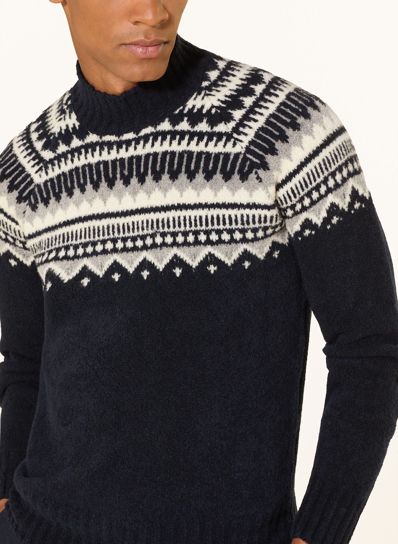 GRAN SASSO Sweater: DARK BLUE / ECRU
