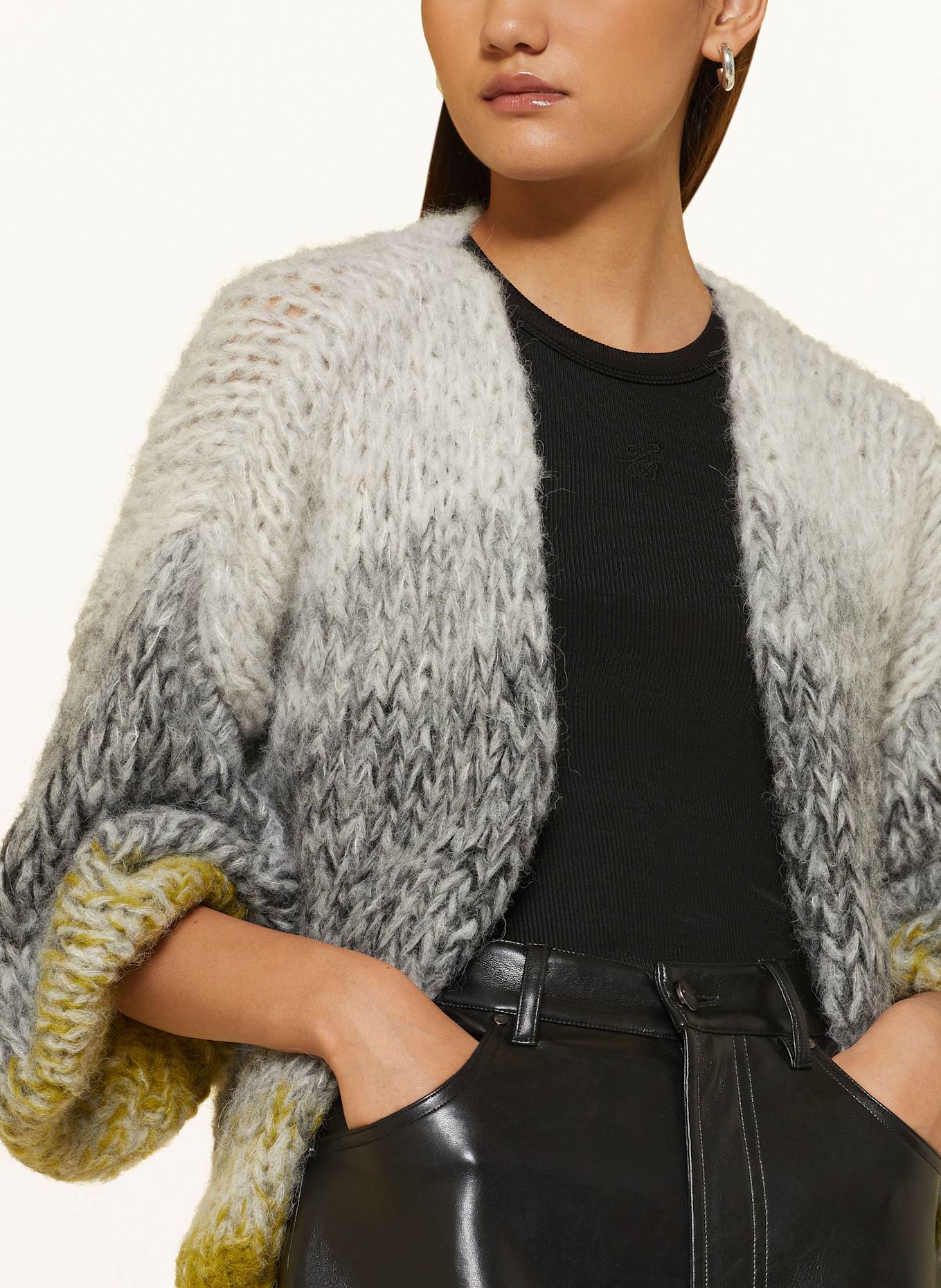 MAIAMI Strickhülle FLEECY aus Alpaka: GRAU / HELLGRAU / HELLGRÜN