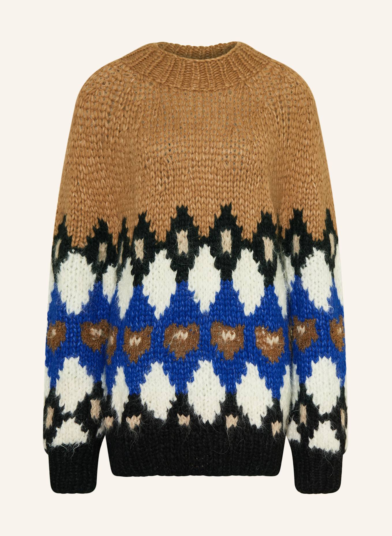 MAIAMI Oversized-Pullover aus Alpaka: BRAUN / BLAU / SCHWARZ