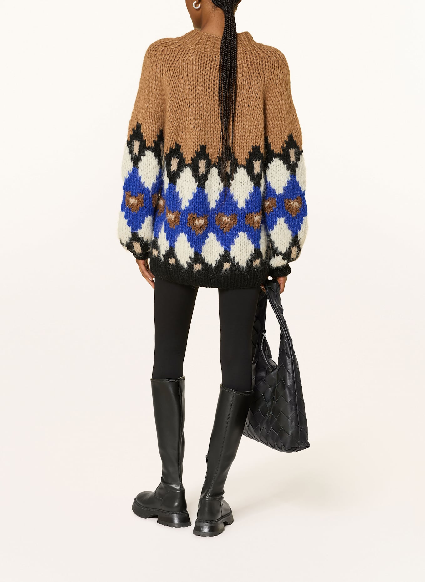 MAIAMI Oversized-Pullover aus Alpaka: BRAUN / BLAU / SCHWARZ