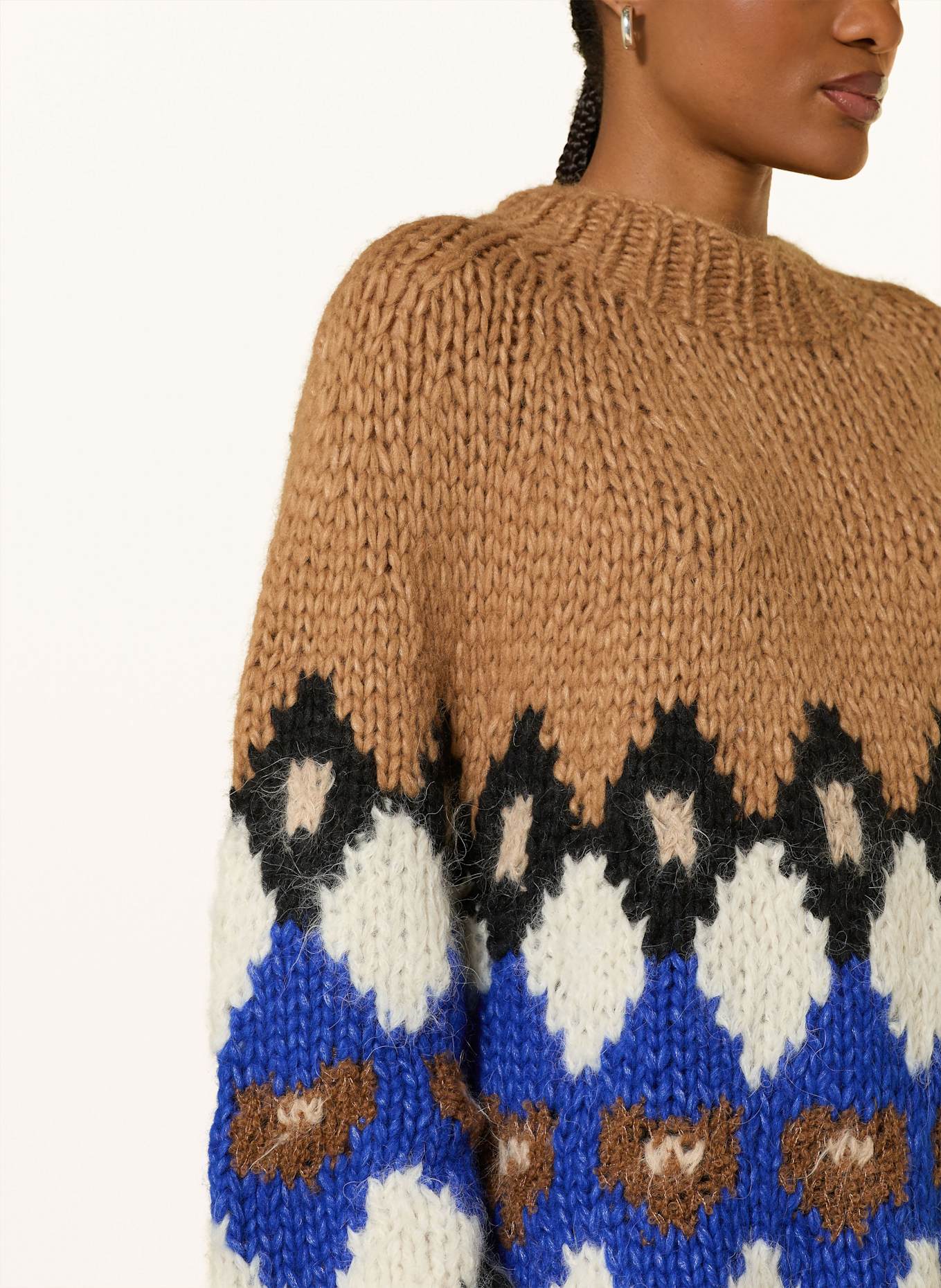 MAIAMI Oversized-Pullover aus Alpaka: BRAUN / BLAU / SCHWARZ