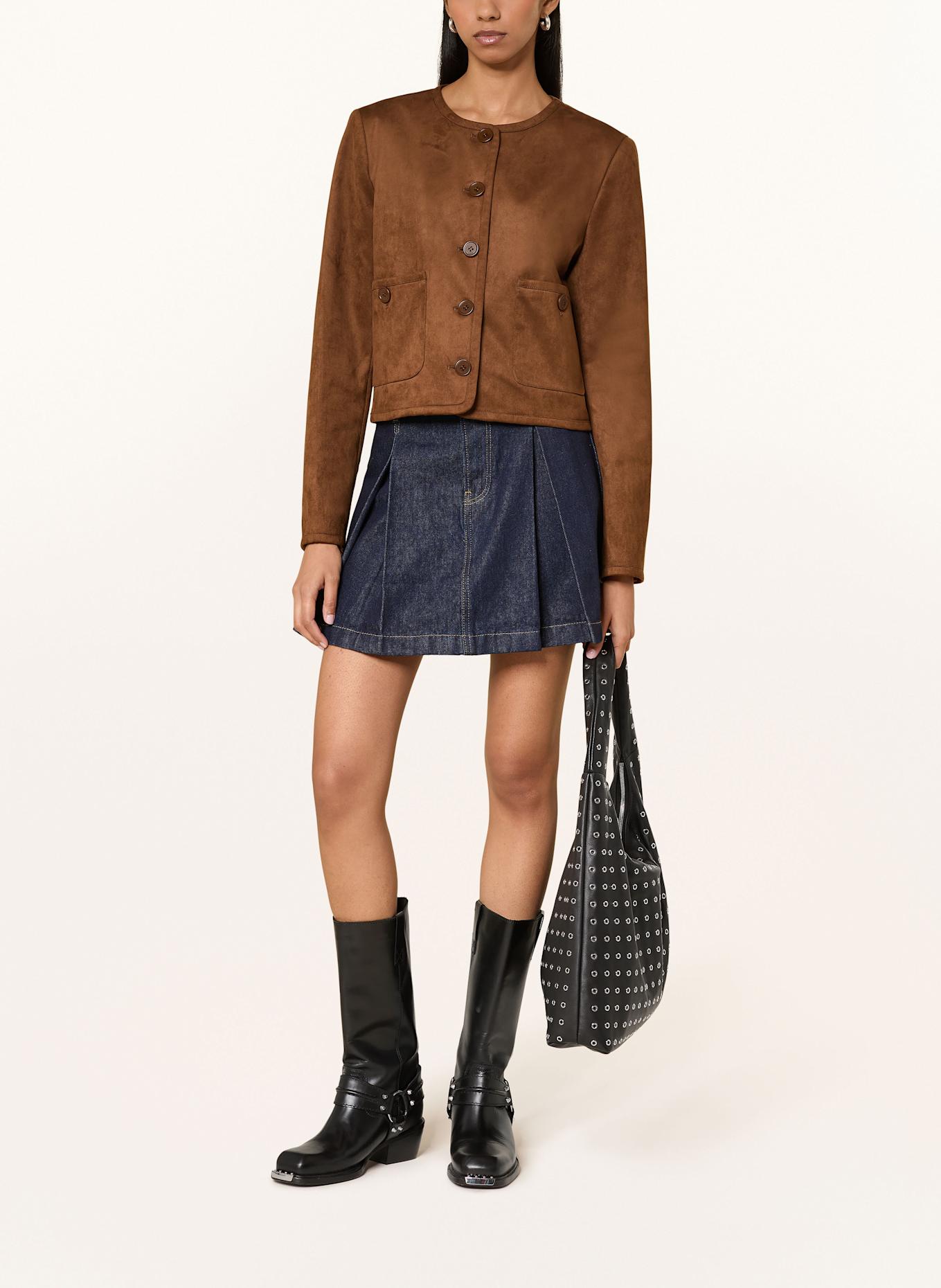 LIU JO Kastenjacke in Lederoptik: BRAUN