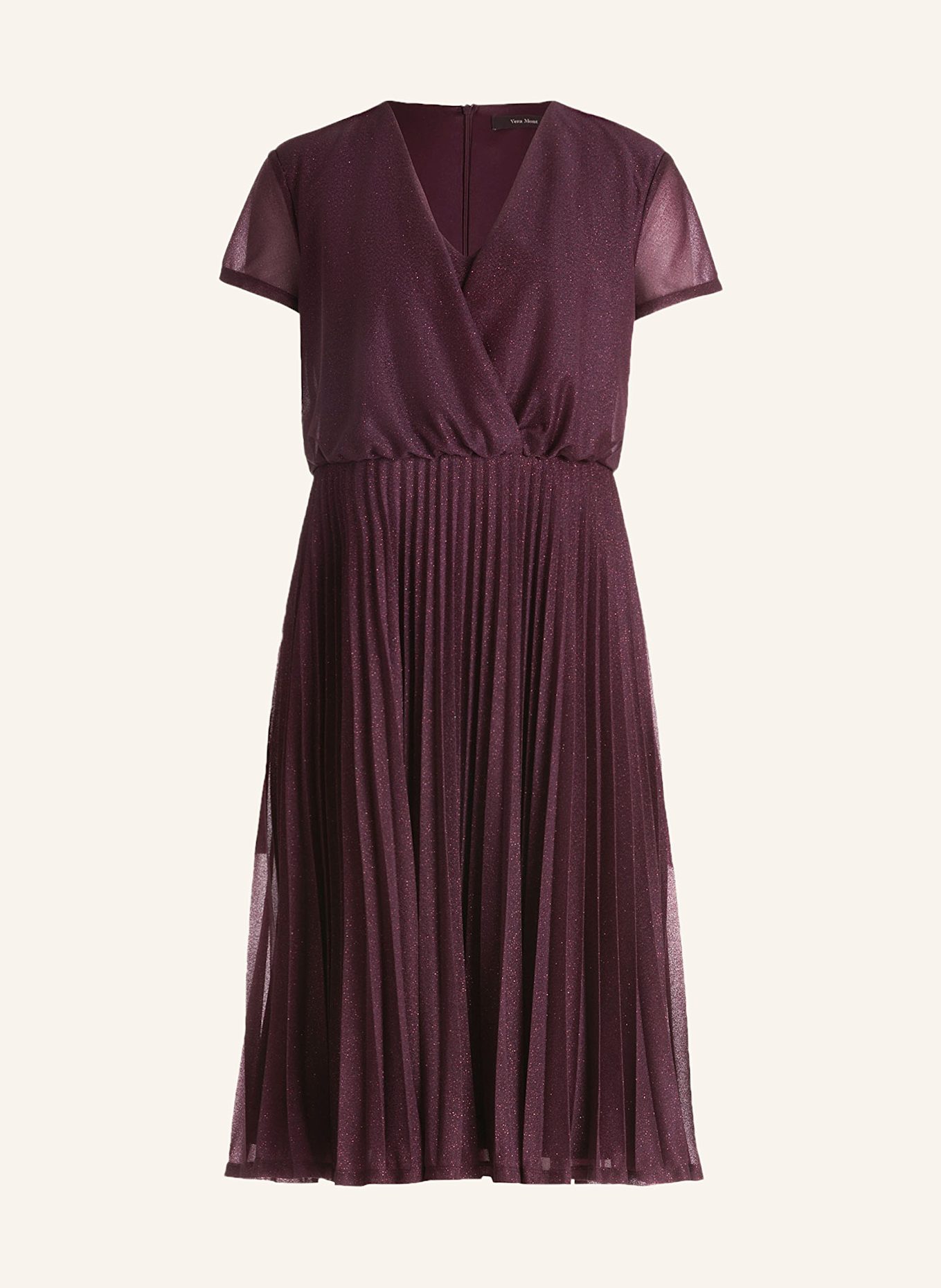Vera Mont Robe de cocktail avec fil pailleté et plissé: LILAS FONCÉ