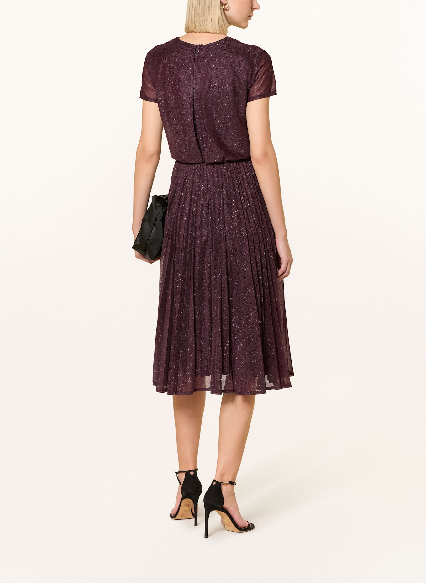 Vera Mont Robe de cocktail avec fil pailleté et plissé: LILAS FONCÉ