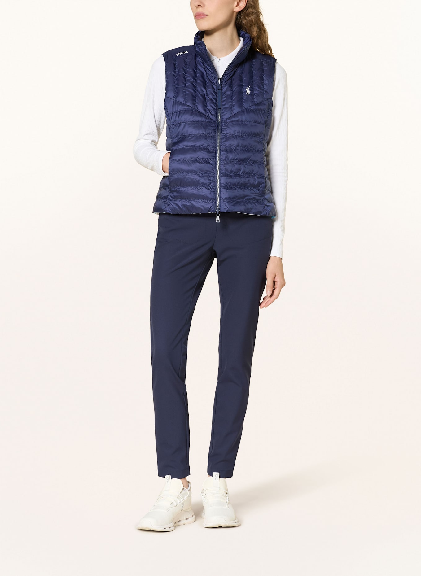 RLX RALPH LAUREN Kamizelka pikowana dwustronna: BIAŁY / GRANATOWY / JASNONIEBIESKI