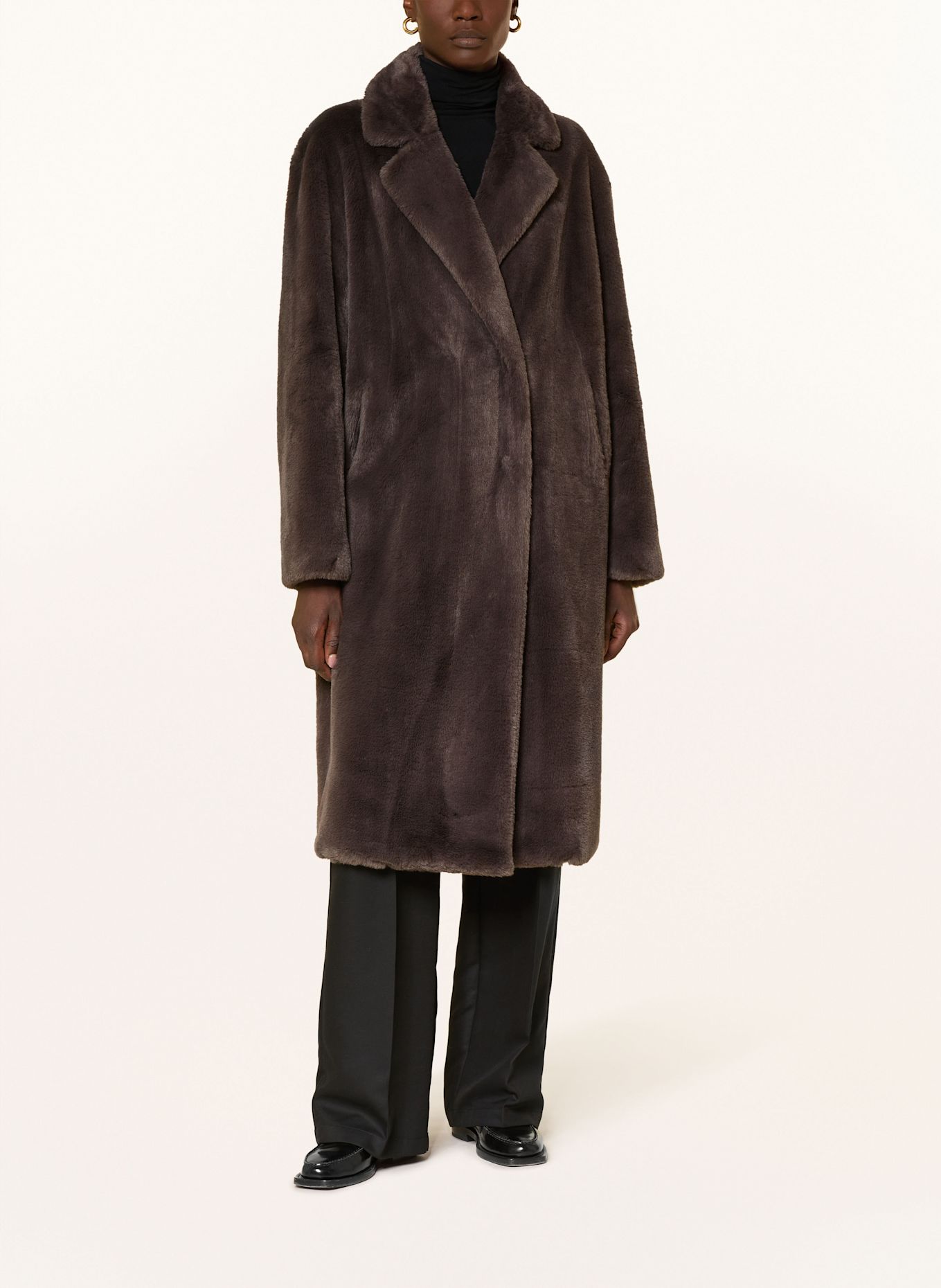 lilienfels Kunstfell-Mantel: DUNKELBRAUN