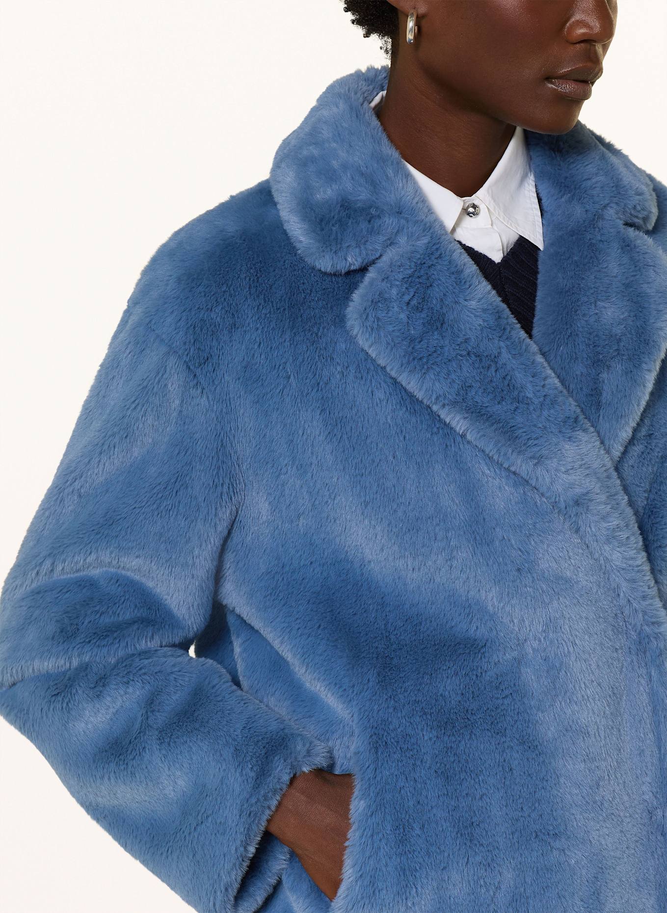 lilienfels Kunstfell-Mantel: BLAU