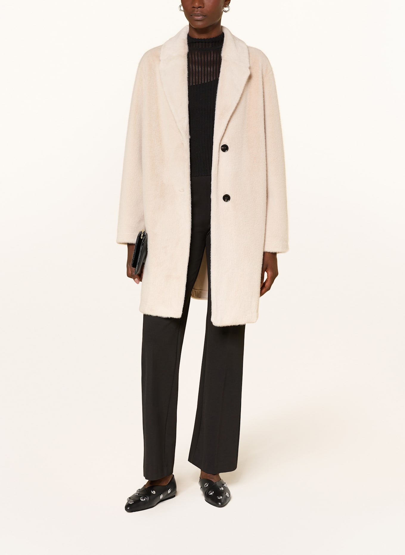 lilienfels Kunstpelz-Mantel: ECRU