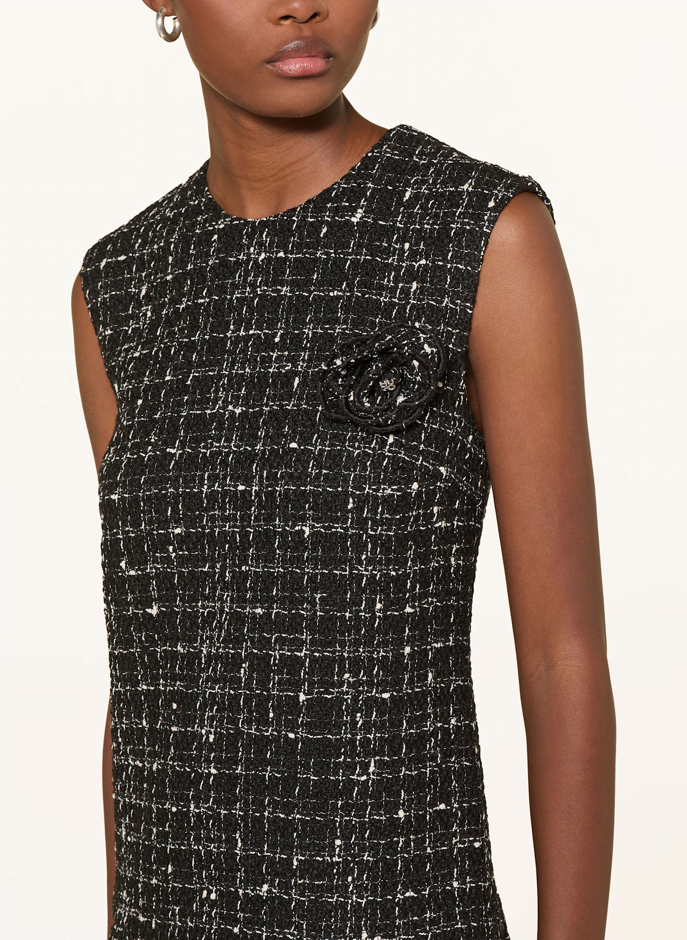 HUGO Bouclé-Kleid KABLUMI: SCHWARZ / WEISS