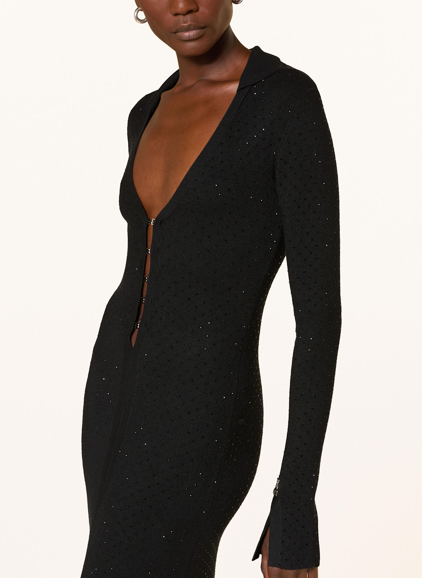 PATRIZIA PEPE Strickkleid mit Schmucksteinen: SCHWARZ