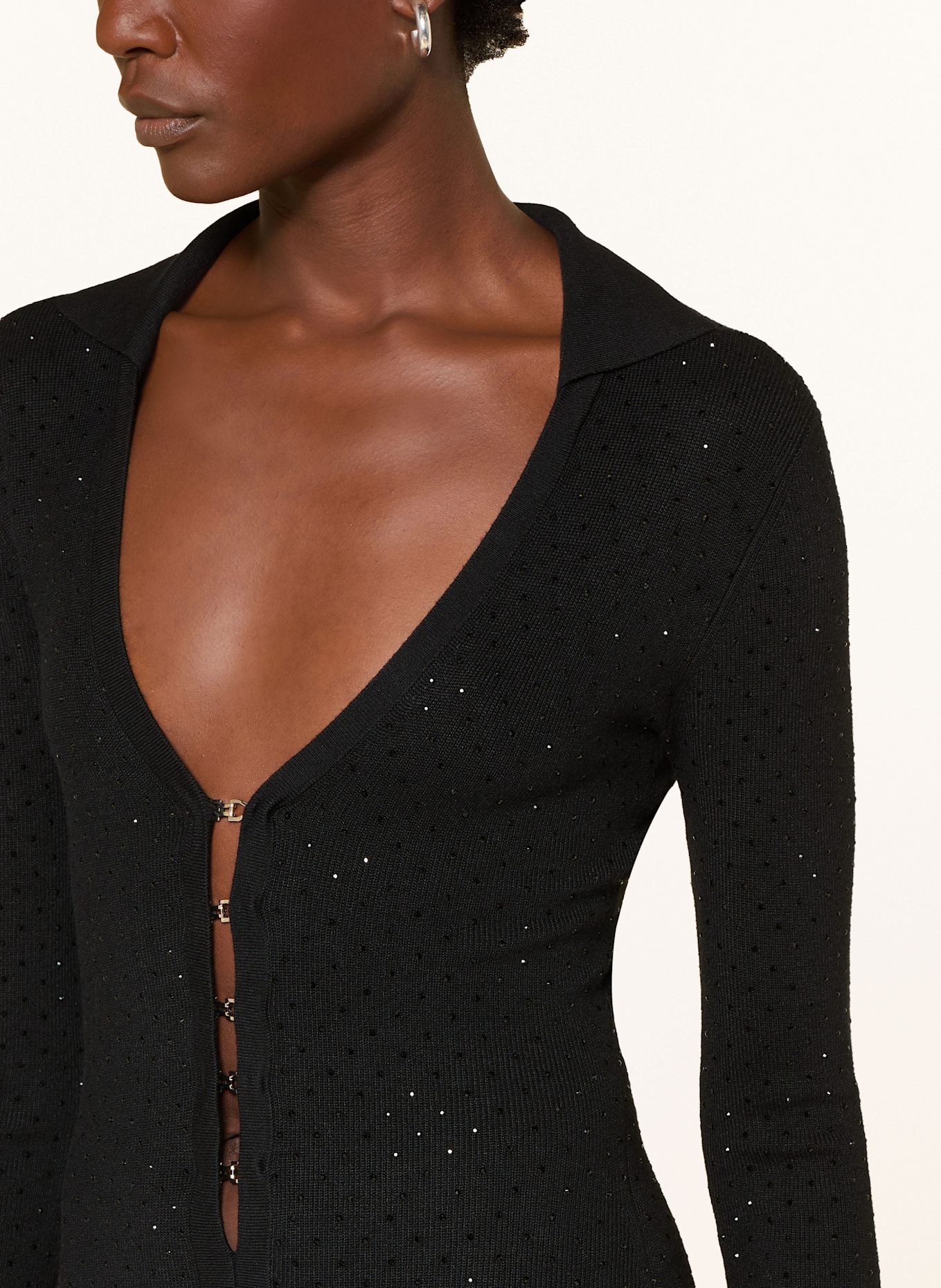 PATRIZIA PEPE Strickkleid mit Schmucksteinen: SCHWARZ