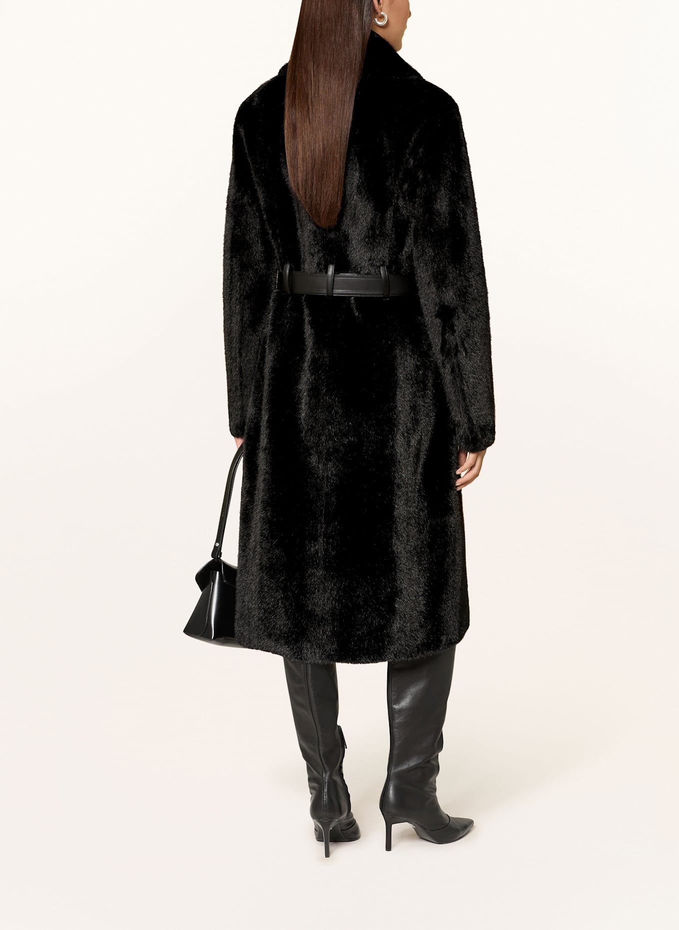 PATRIZIA PEPE Kunstfell-Mantel GIUBBOTTO im Materialmix: SCHWARZ