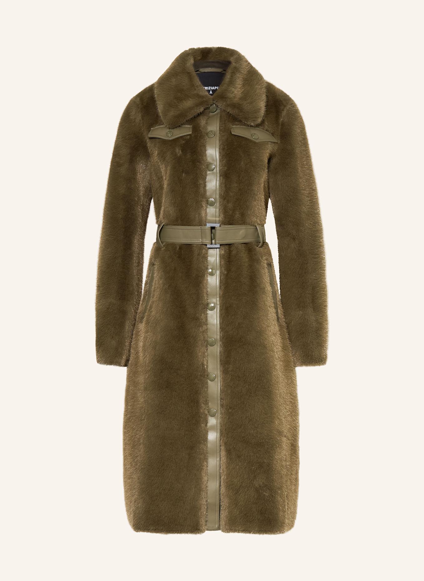 PATRIZIA PEPE Kunstfell-Mantel GIUBBOTTO im Materialmix: GRÜN