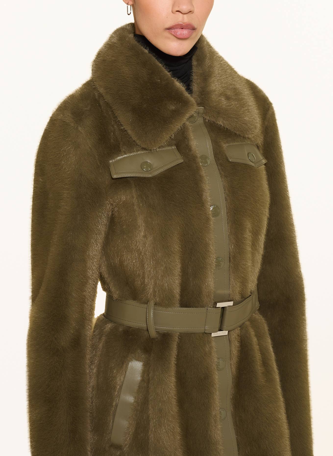 PATRIZIA PEPE Kunstfell-Mantel GIUBBOTTO im Materialmix: GRÜN