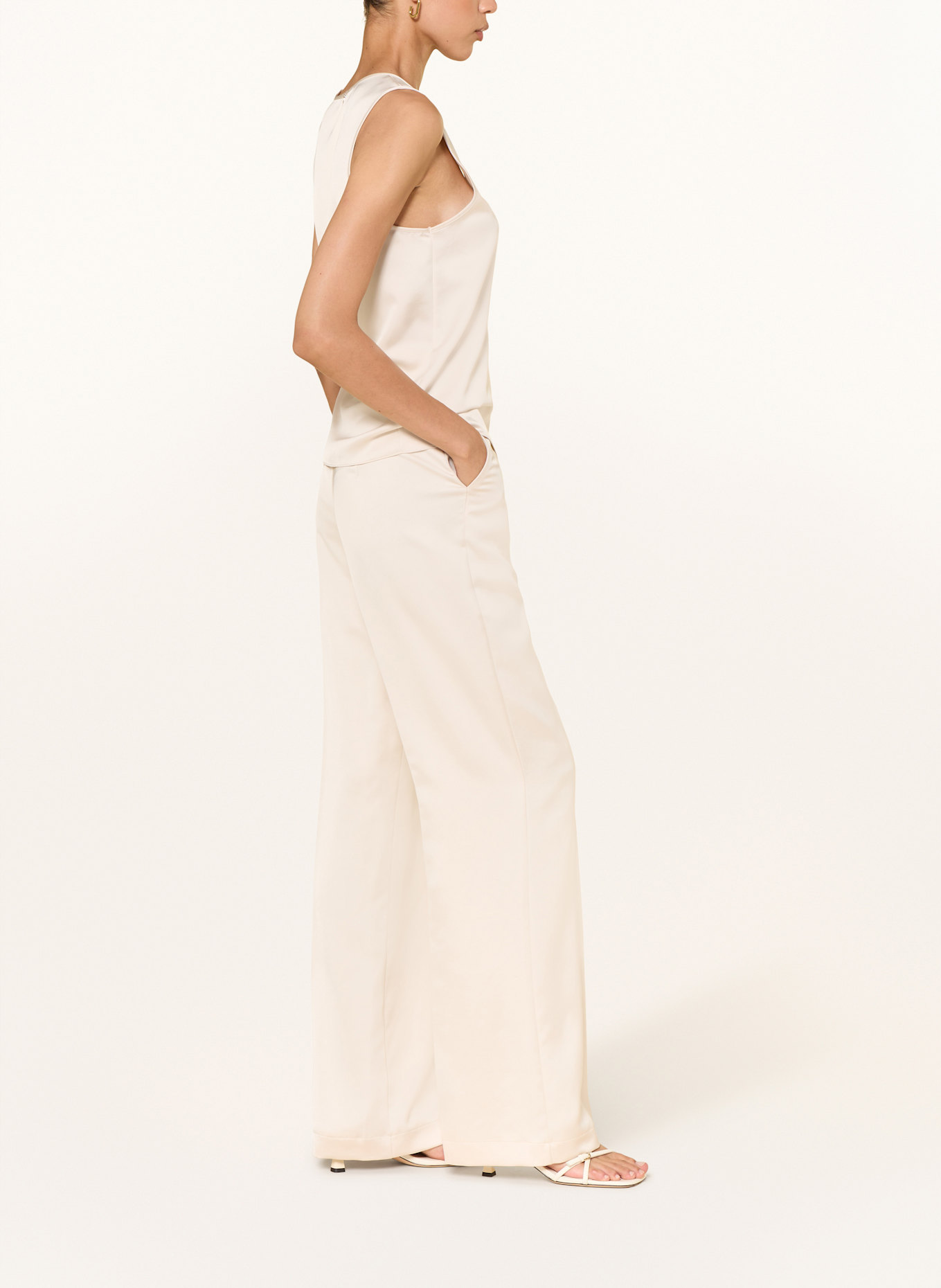 PATRIZIA PEPE Marlenehose aus Satin: CREME