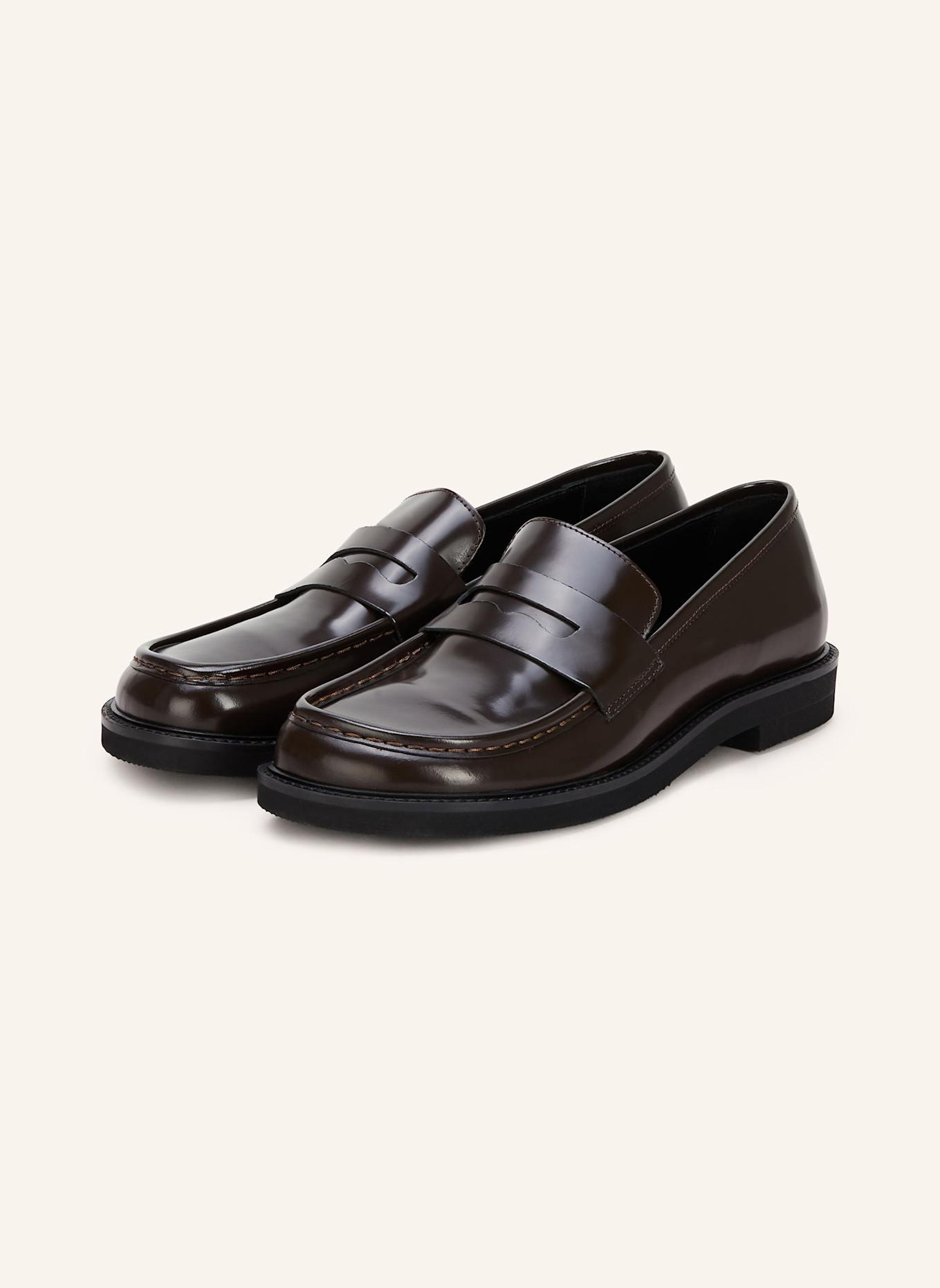 THEA MIKA Penny loafers: DARK BROWN