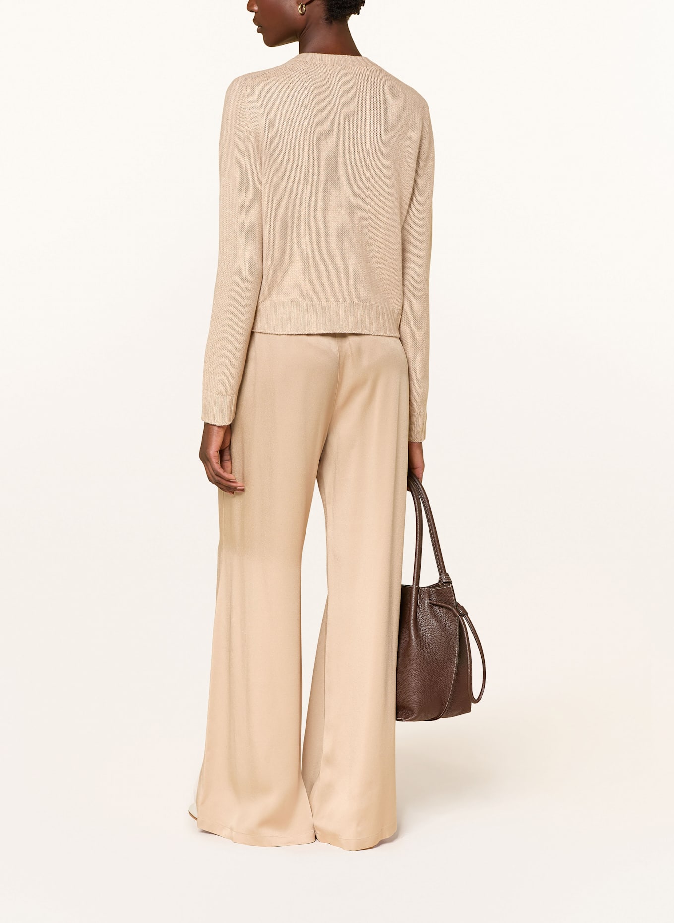 FABIANA FILIPPI Strickjacke aus Merinowolle mit Schmucksteinen: HELLBRAUN