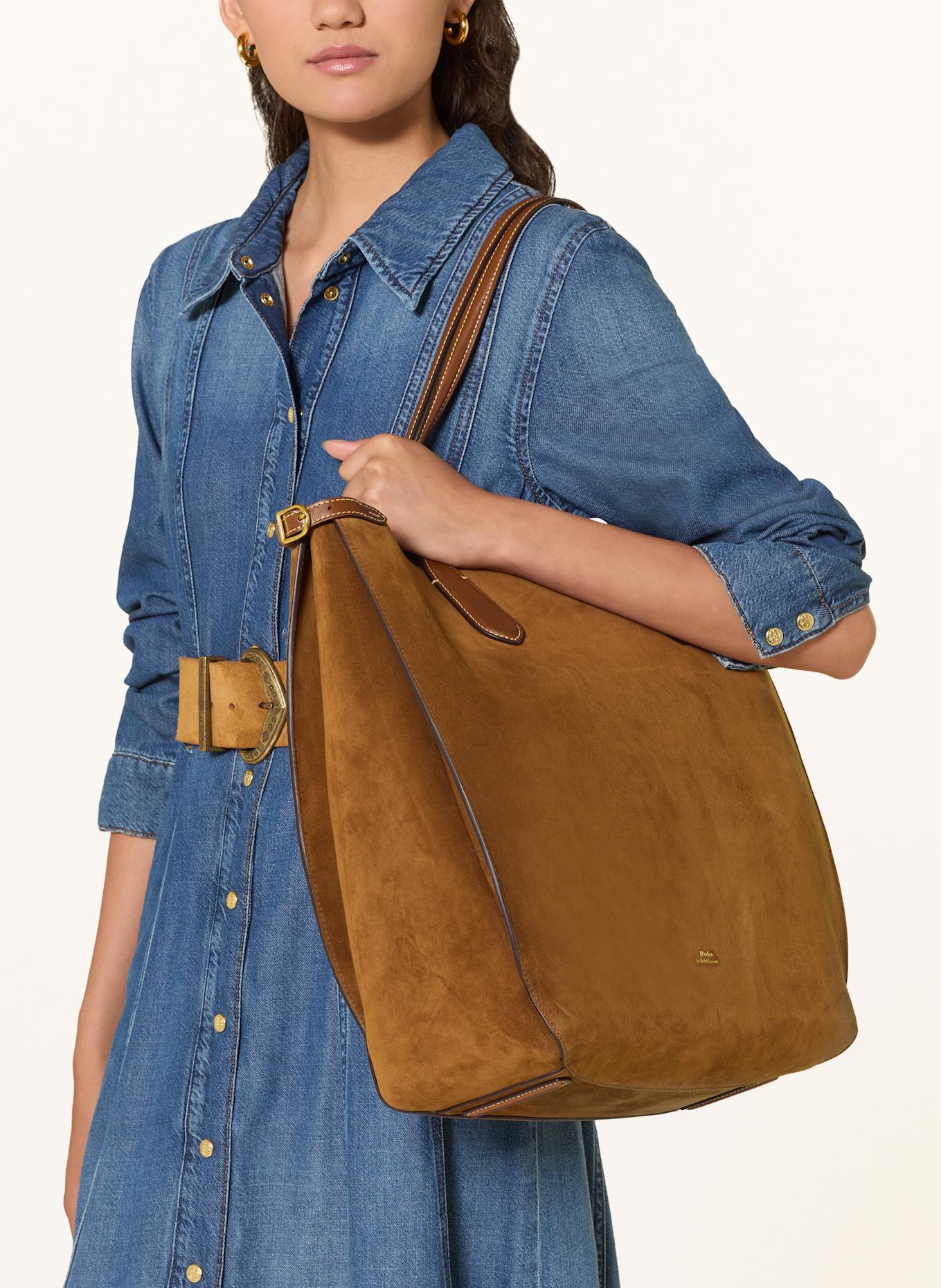 POLO RALPH LAUREN Torba shopper: BRĄZOWY