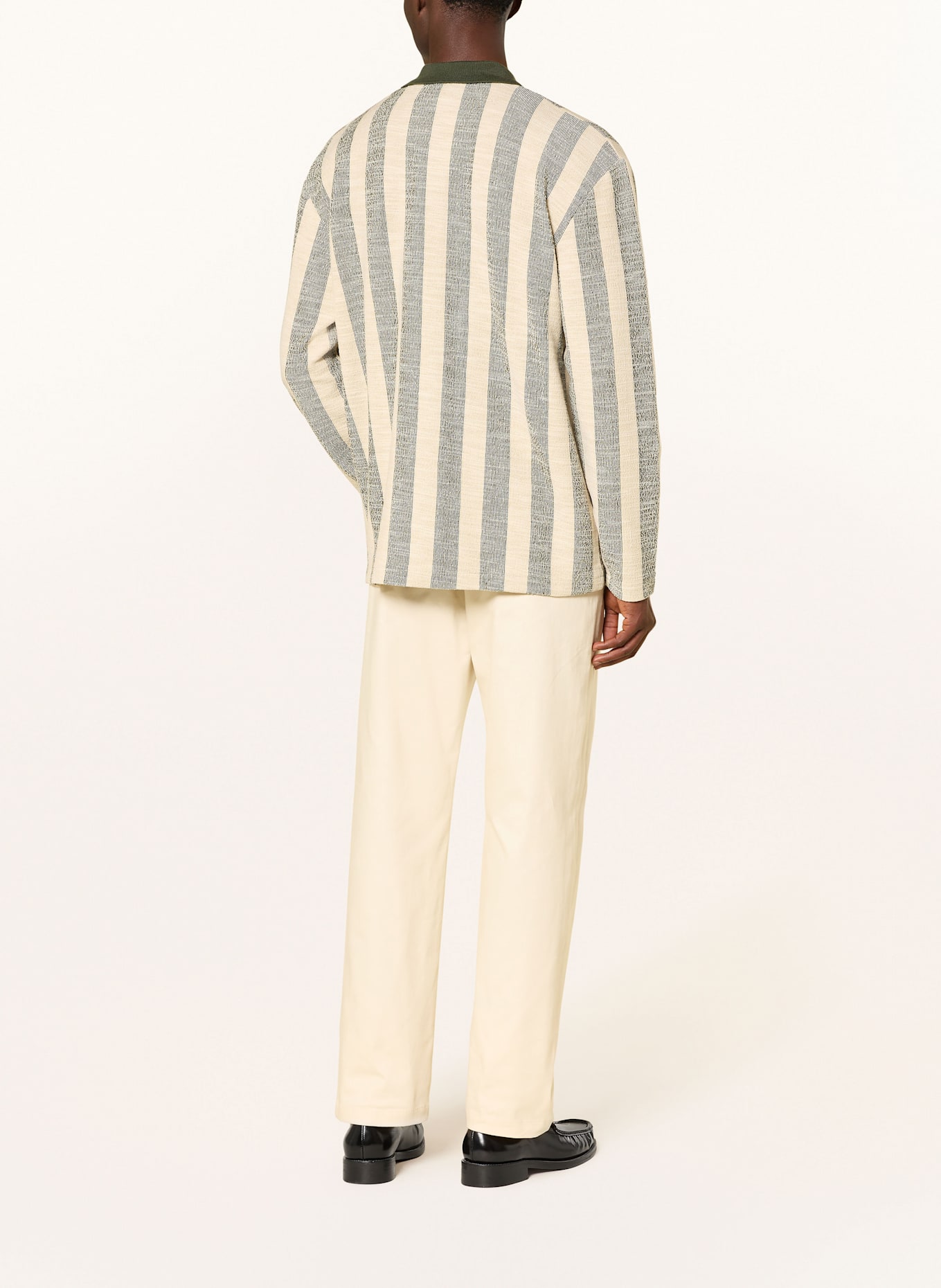 LES DEUX Jacquard-Poloshirt: BEIGE/ DUNKELGRÜN