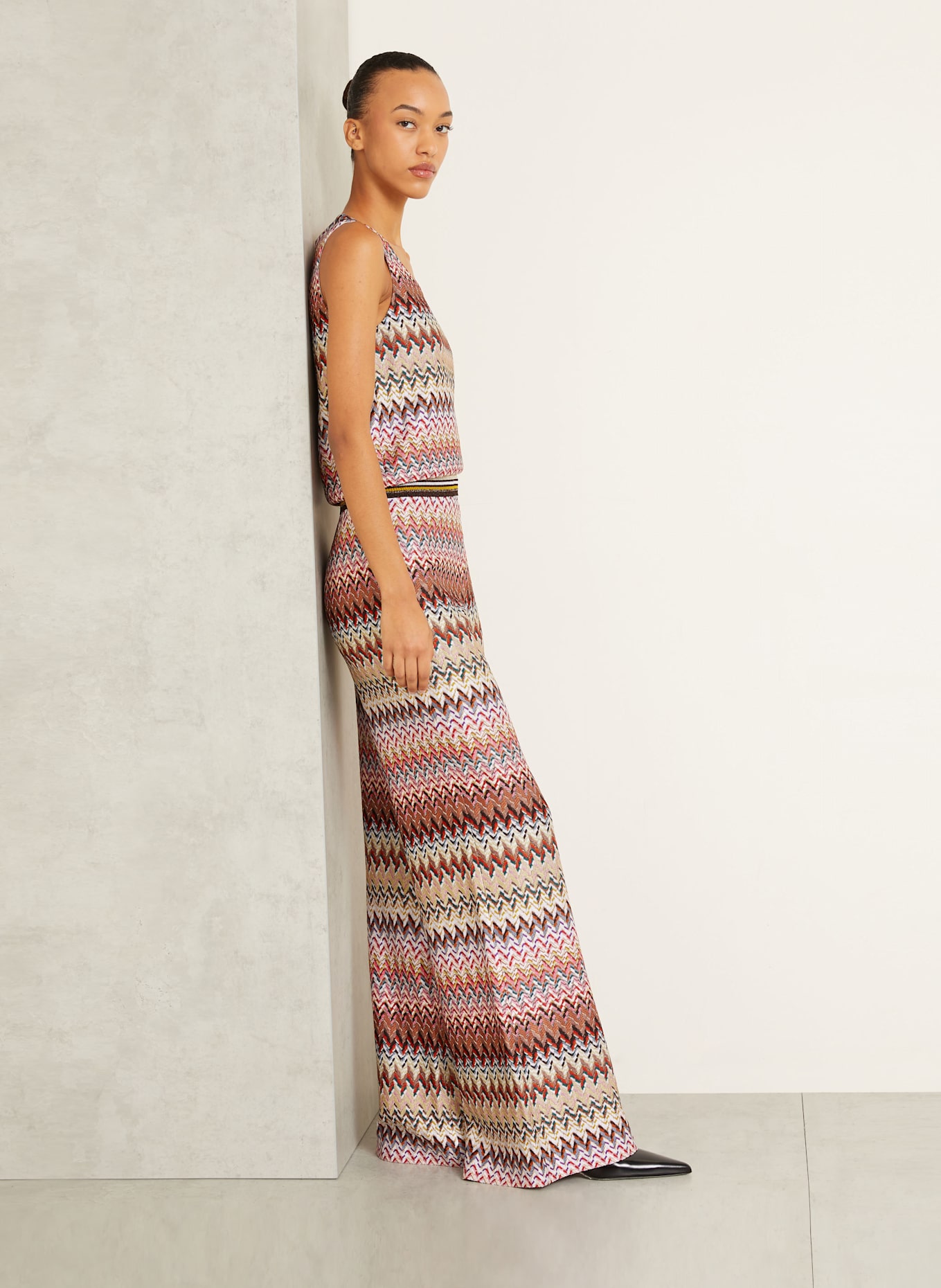 MISSONI Hose mit Glitzergarn: BRAUN / ROSA / WEISS