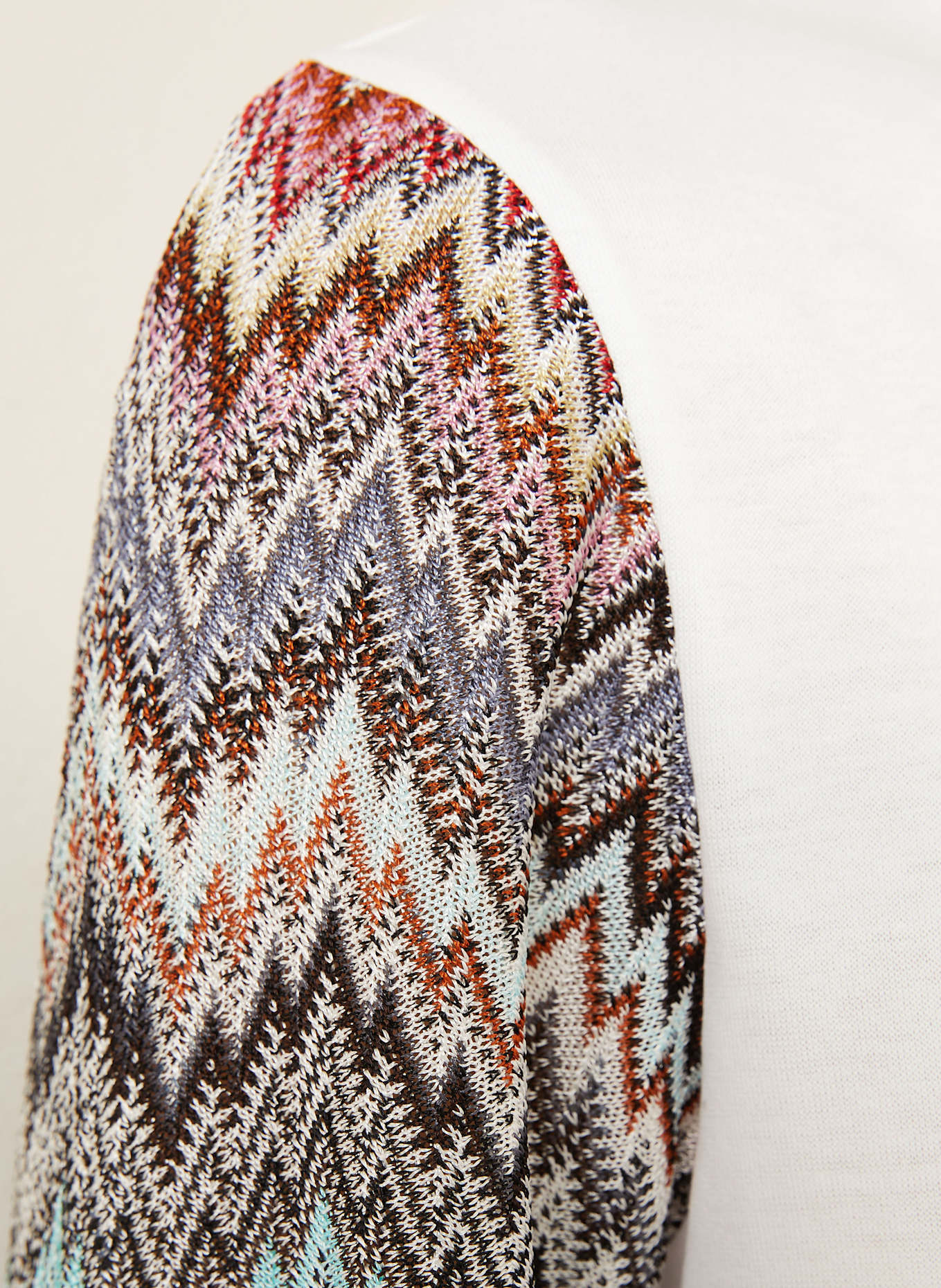 MISSONI T-shirt: BIAŁY / KREMOWY / SZARONIEBIESKI