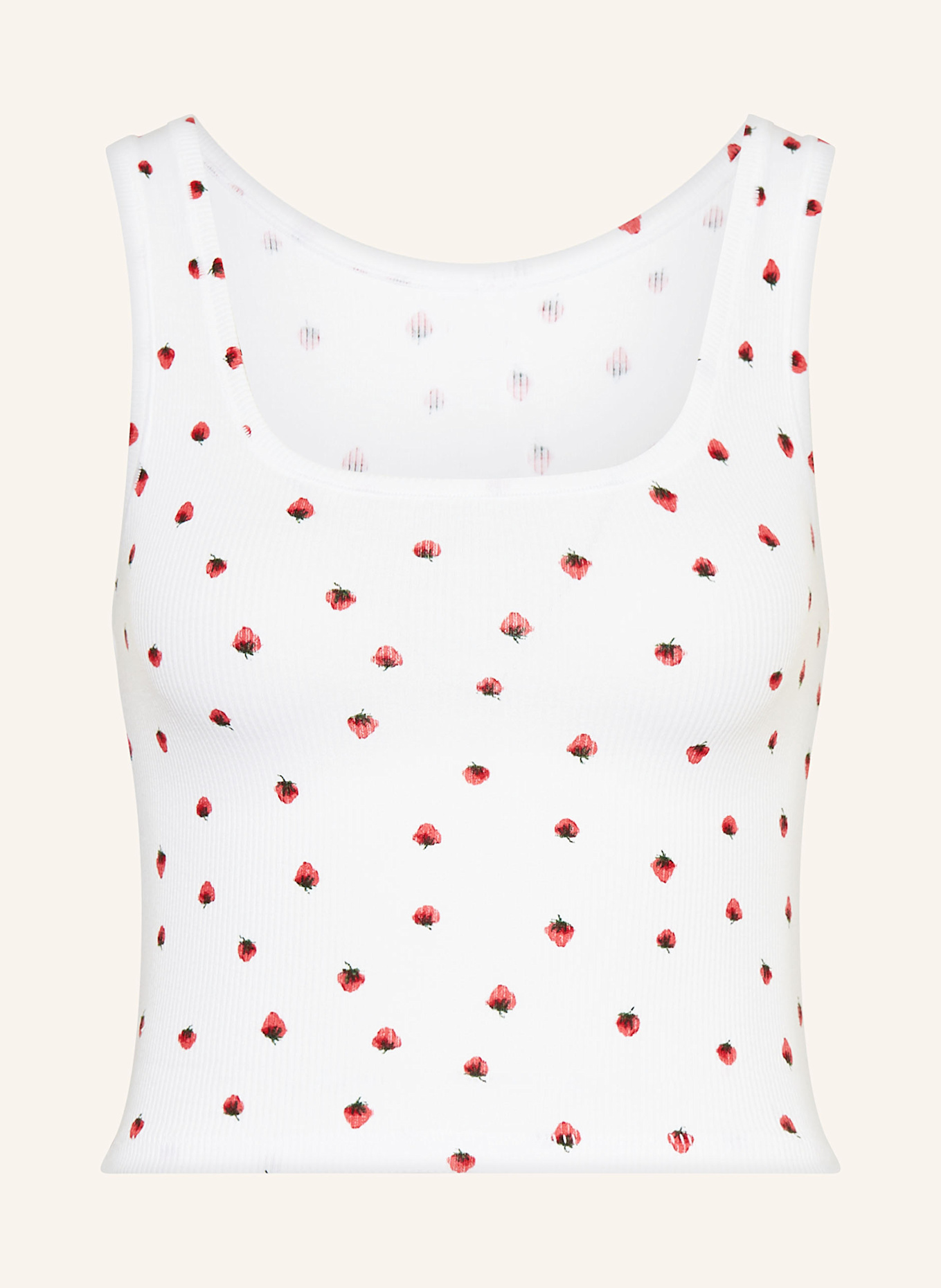 SKIMS Lounge-Top COTTON RIB: CREME / ROT / GRÜN