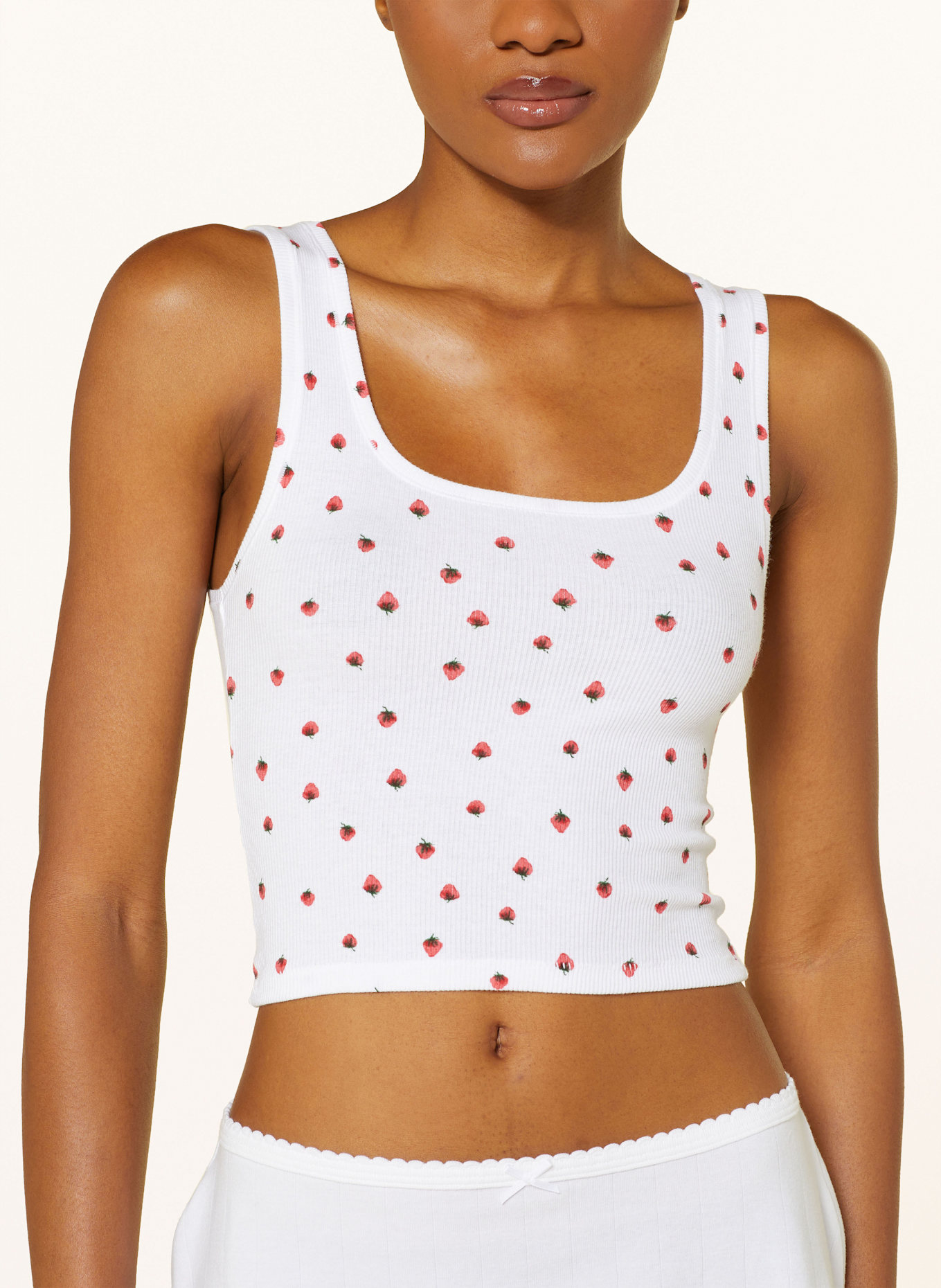 SKIMS Lounge-Top COTTON RIB: CREME / ROT / GRÜN