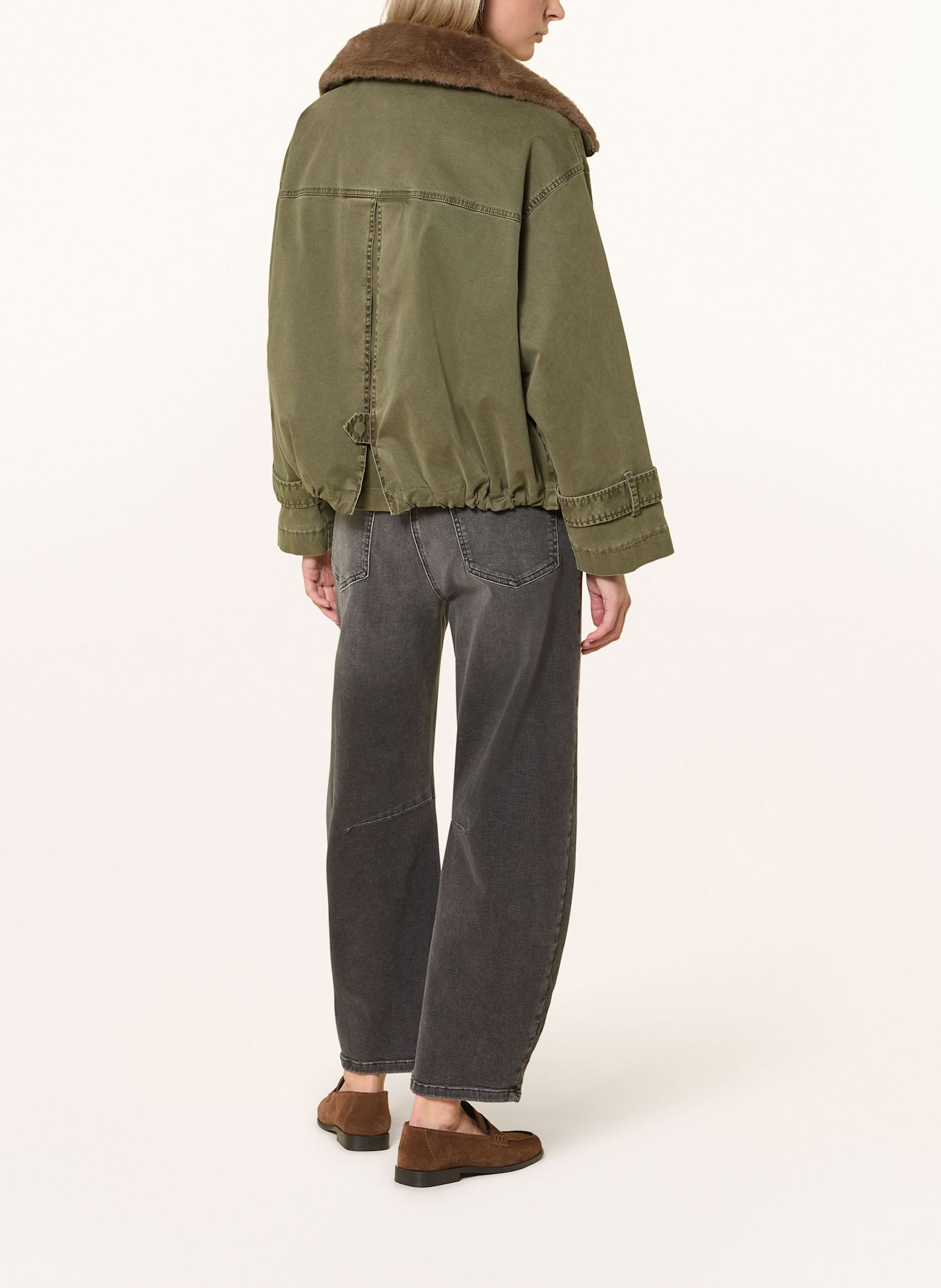 BLONDE No.8 Jacke mit Kunstfell: OLIV