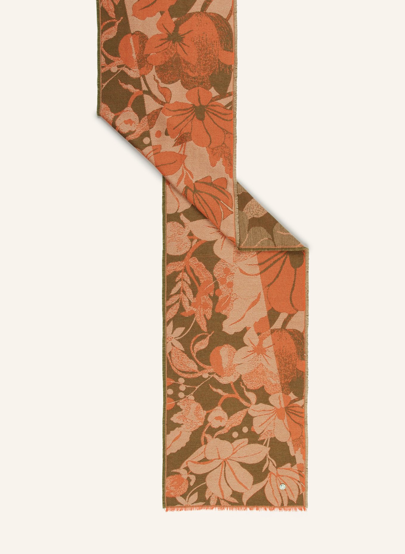 CODELLO Jacquard-Schal: ORANGE / GRÜN / BEIGE