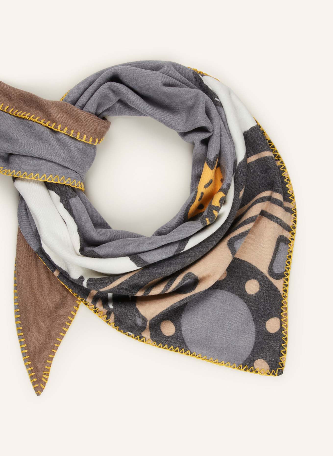 CODELLO Triangular scarf: GRAY/ TAUPE