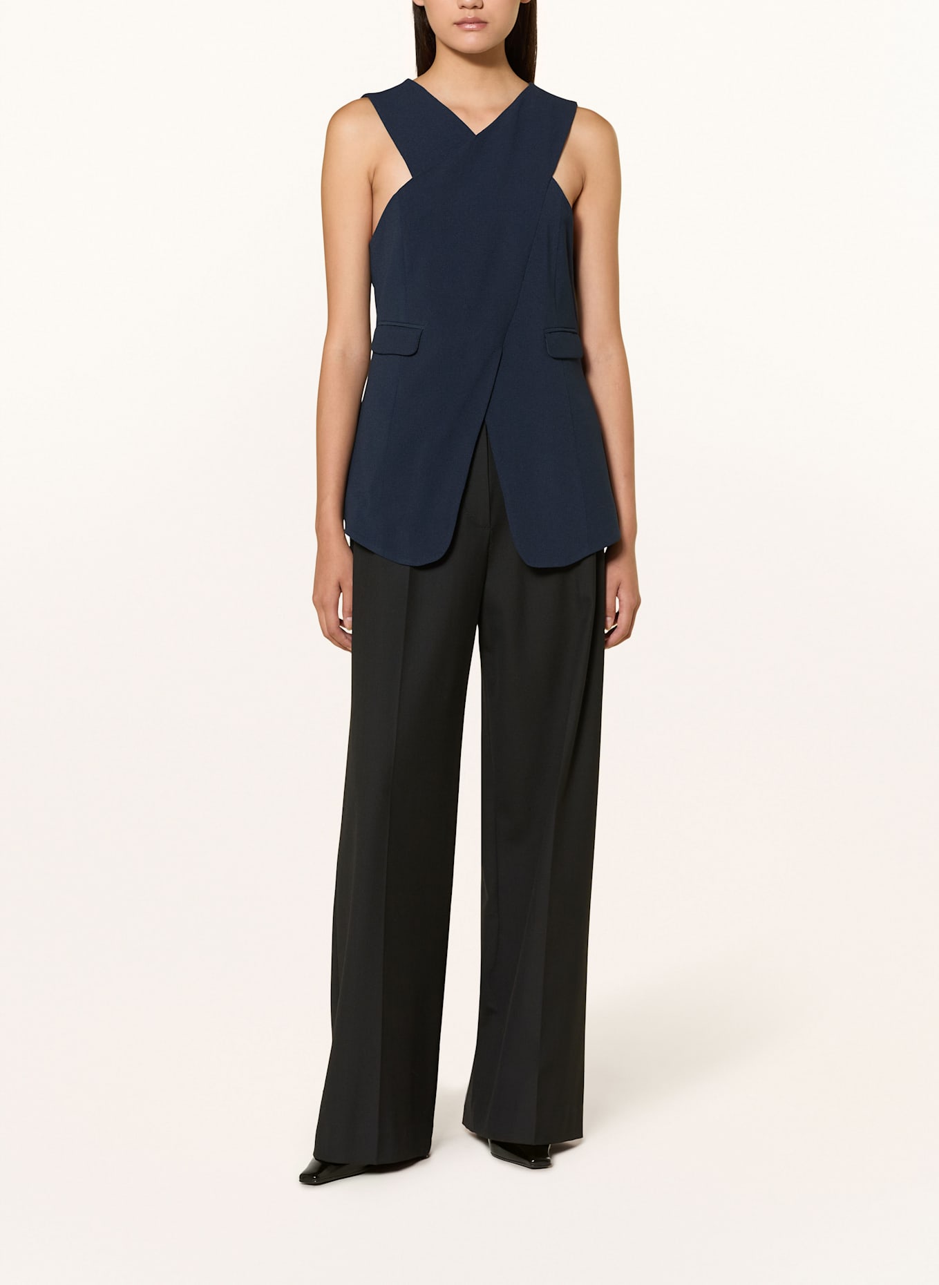 EMPORIO ARMANI Blazerweste in Wickeloptik: DUNKELBLAU