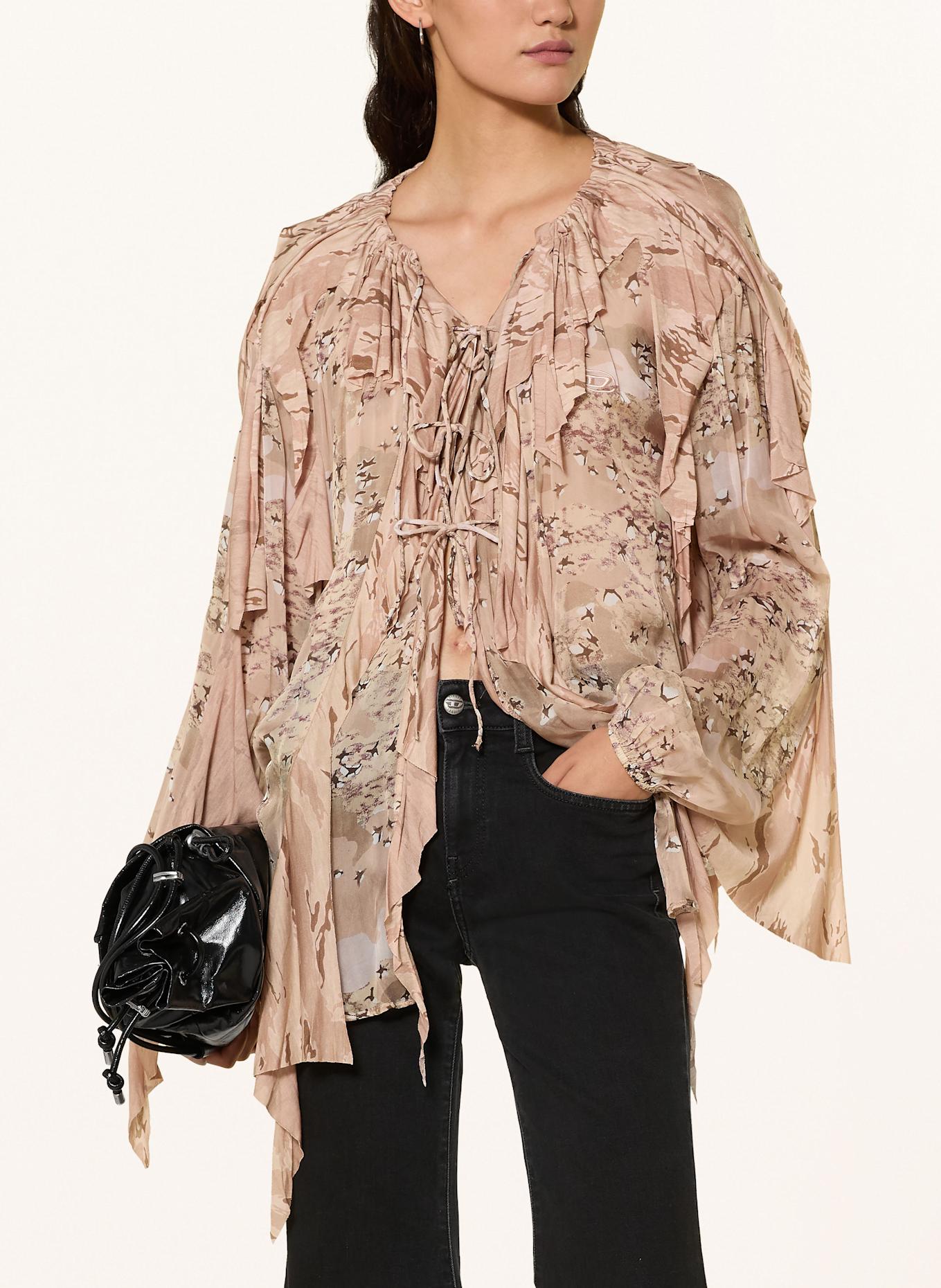 DIESEL Blusenshirt C-LASSY-R1 mit Volants: ROSÉ / CAMEL / CREME