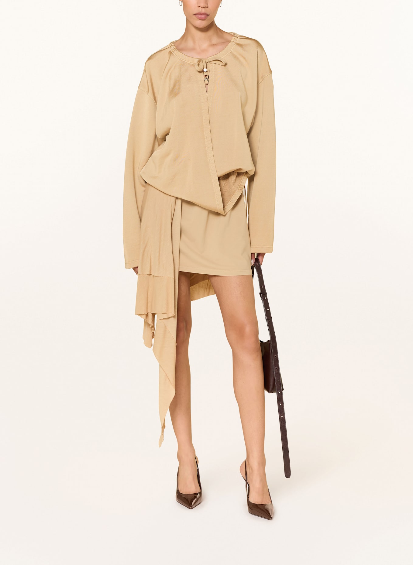 DIESEL Sweatkleid D-CREED in Wickeloptik: BEIGE