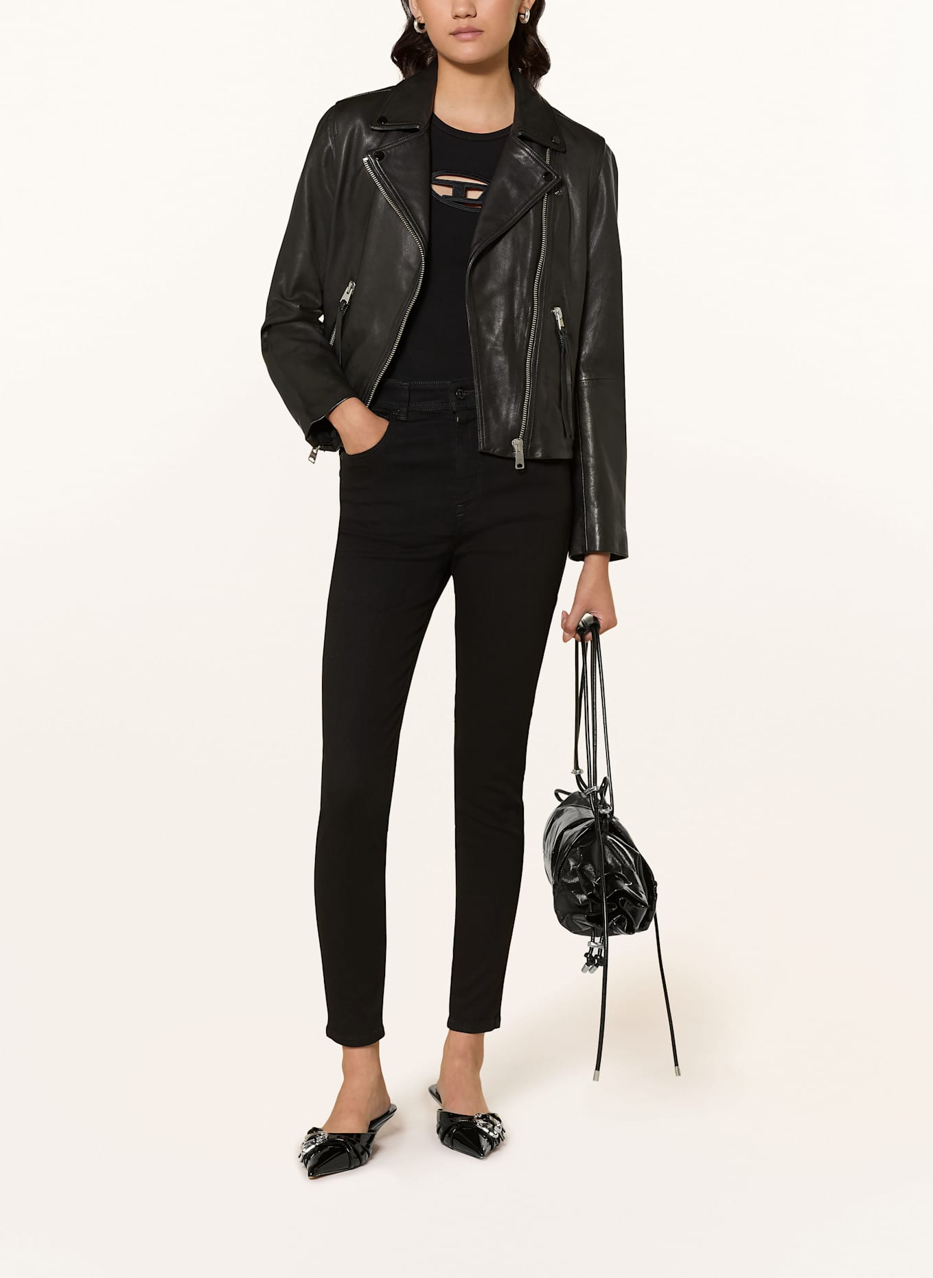 DIESEL Skinny Jeans SLANDY-HIGH: 02 BLACK/DENIM