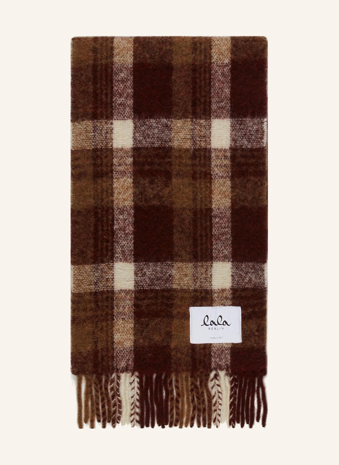 Lala Berlin Schal SMILLA: CREME / BRAUN / DUNKELROT