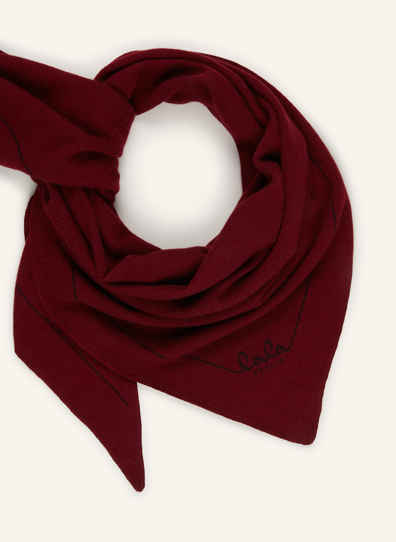 Lala Berlin Trojúhelníkový šátek SOLID z kašmíru: TMAVĚ ČERVENÁ