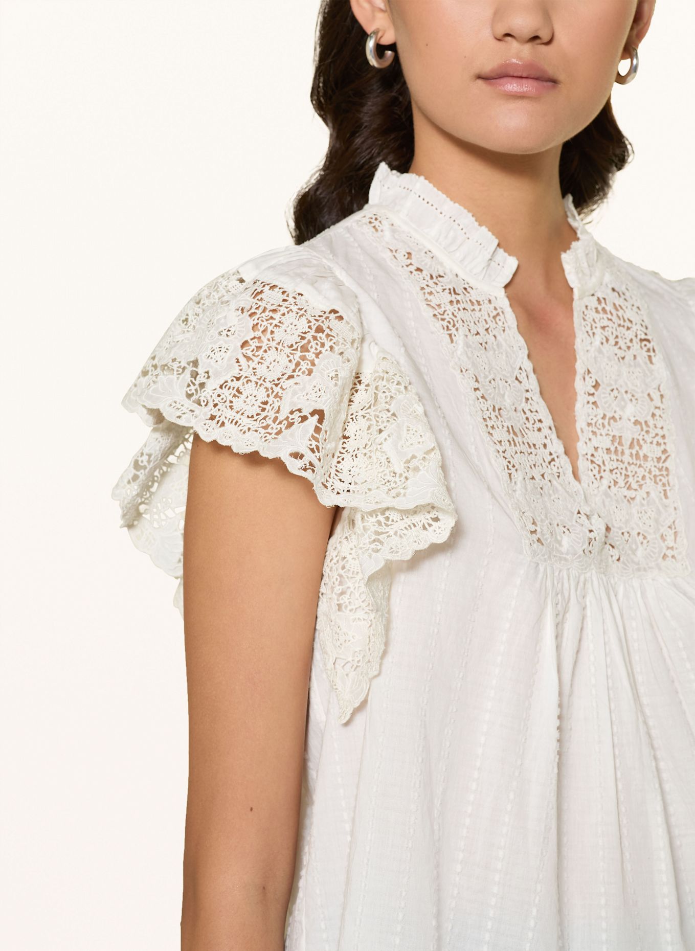 ULLA JOHNSON Blusentop JOLIE mit Spitze: ECRU