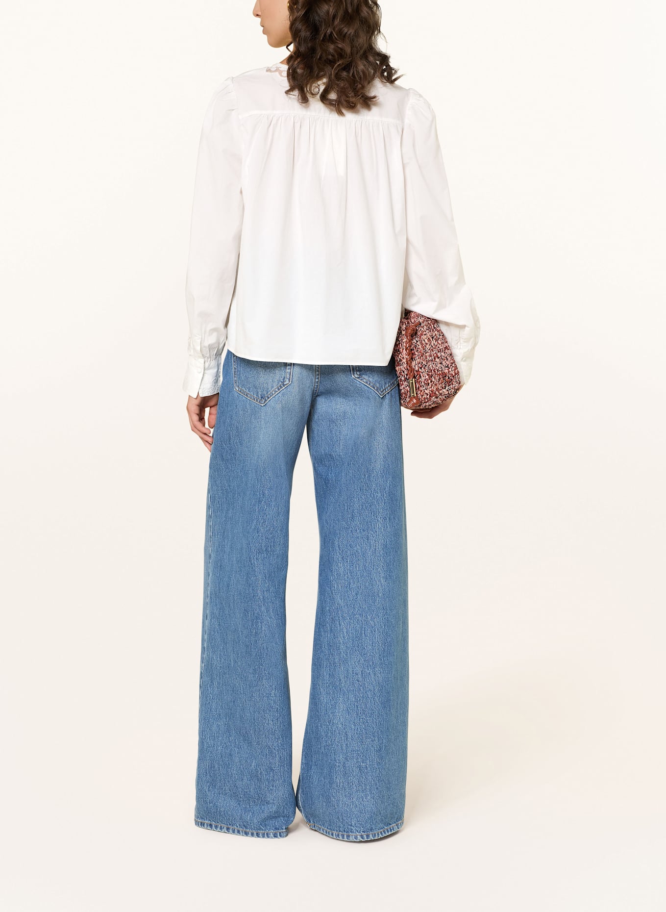 ULLA JOHNSON Blusenshirt KADY mit Lochspitze: WEISS