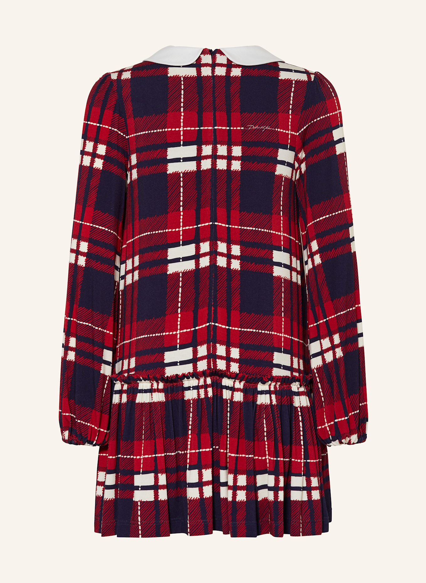 DOLCE & GABBANA Jerseykleid mit Rüschen: DUNKELBLAU/ ROT/ ECRU