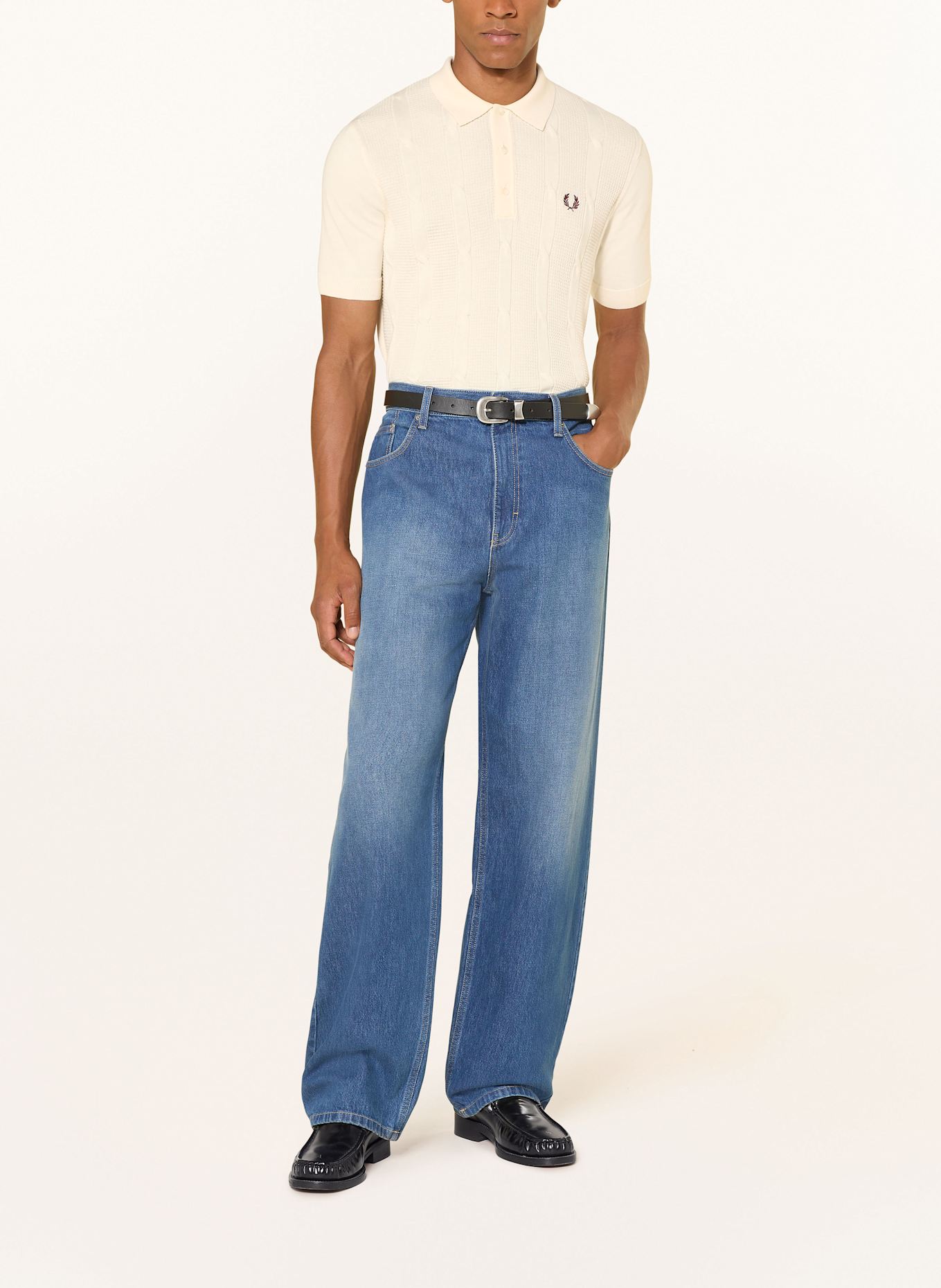 FRED PERRY Strick-Poloshirt: ECRU