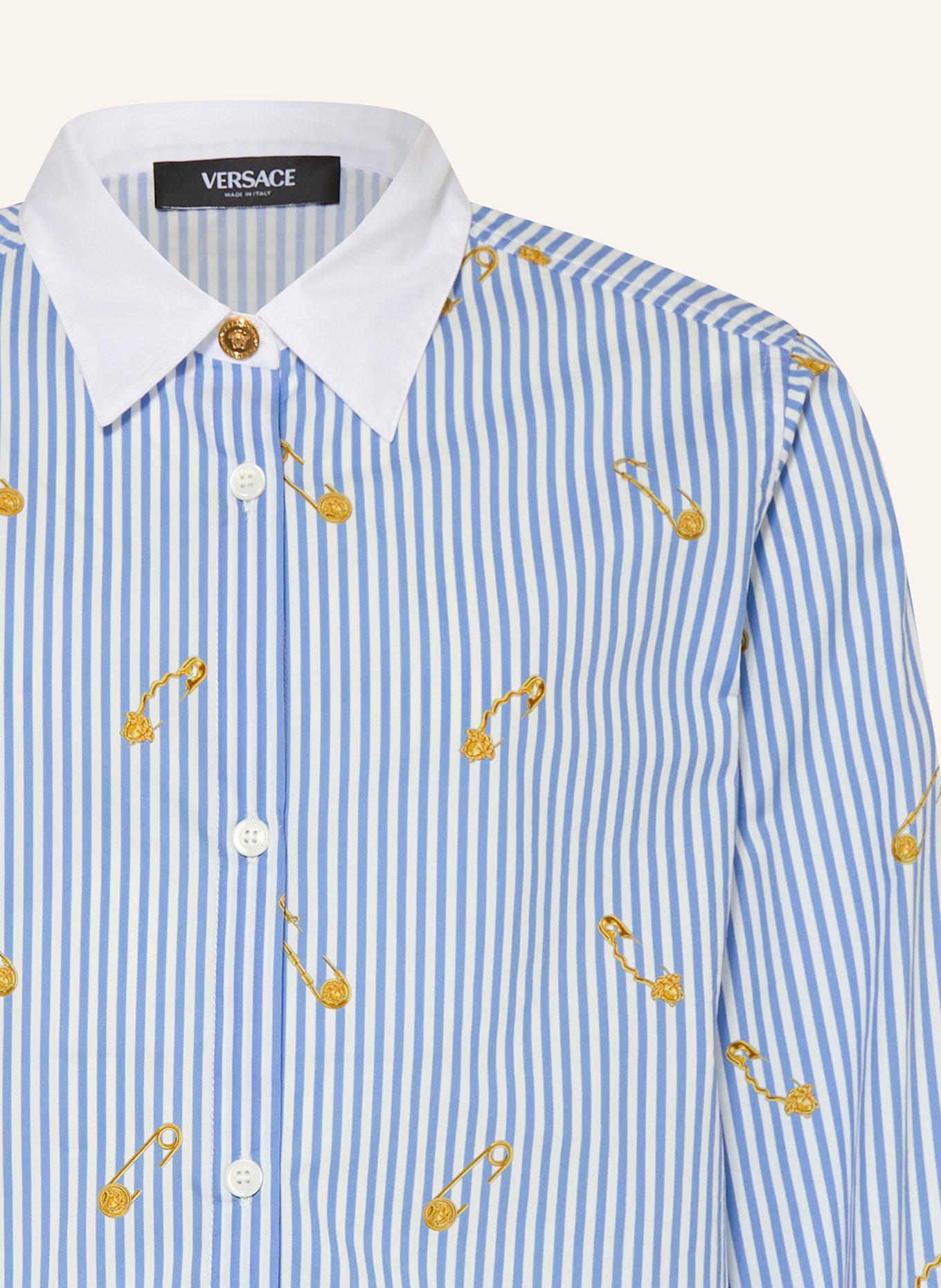 VERSACE Hemdbluse: HELLBLAU / WEISS