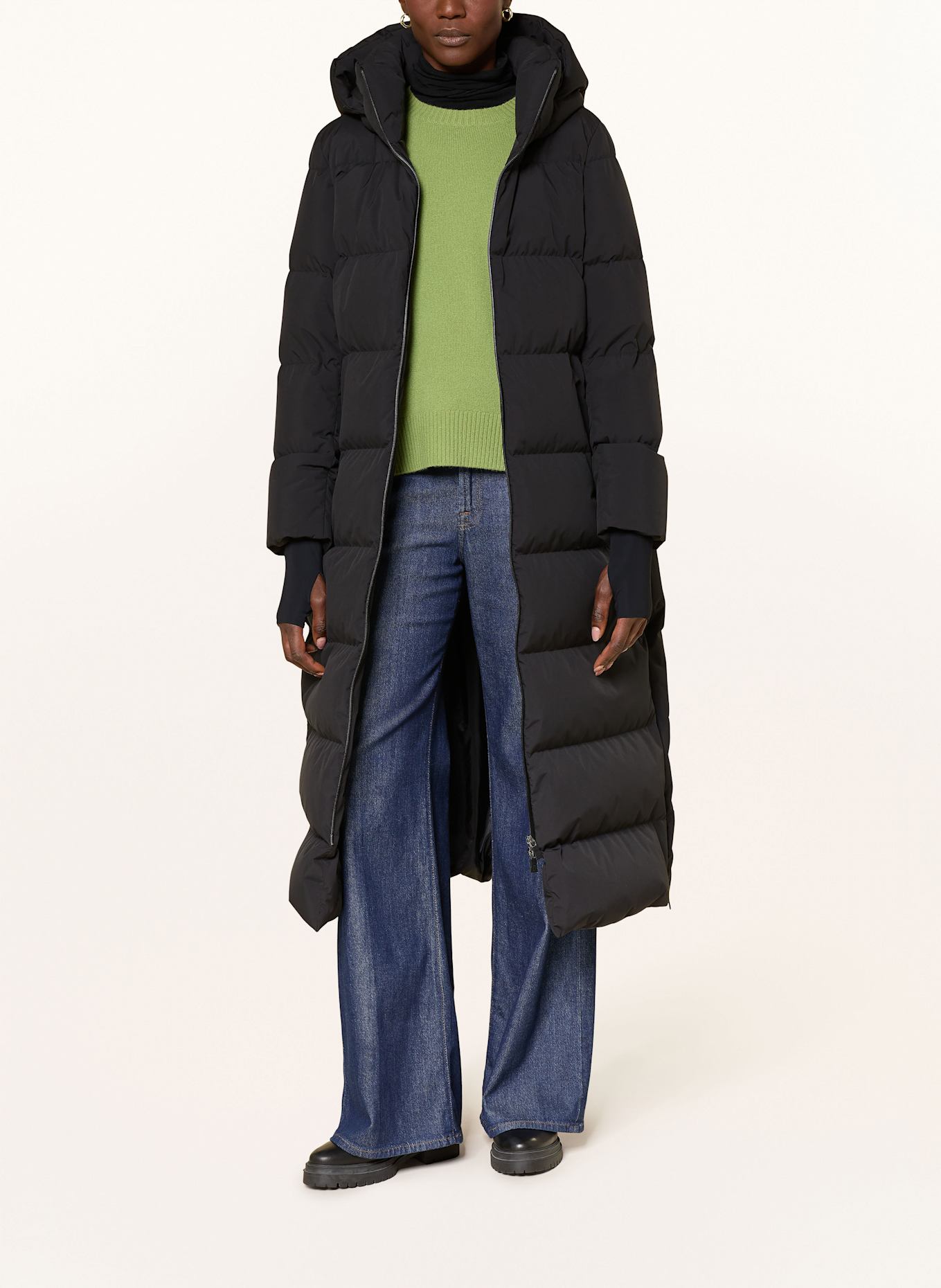 HERNO Daunenmantel mit abnehmbarer Kapuze: SCHWARZ