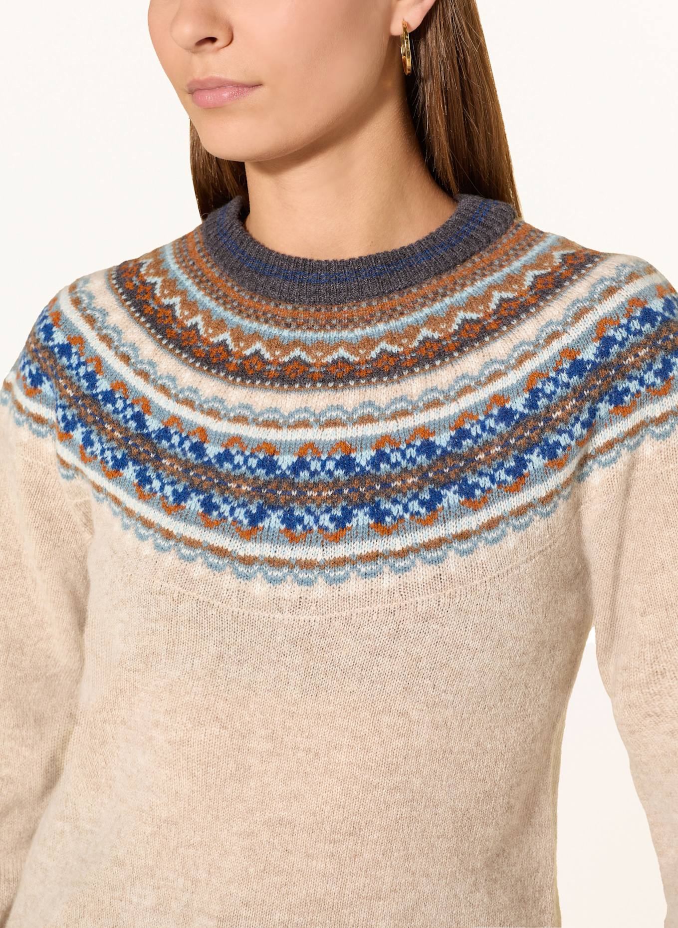 ERIBÉ Pullover ALPINE: CREME / COGNAC / BLAU